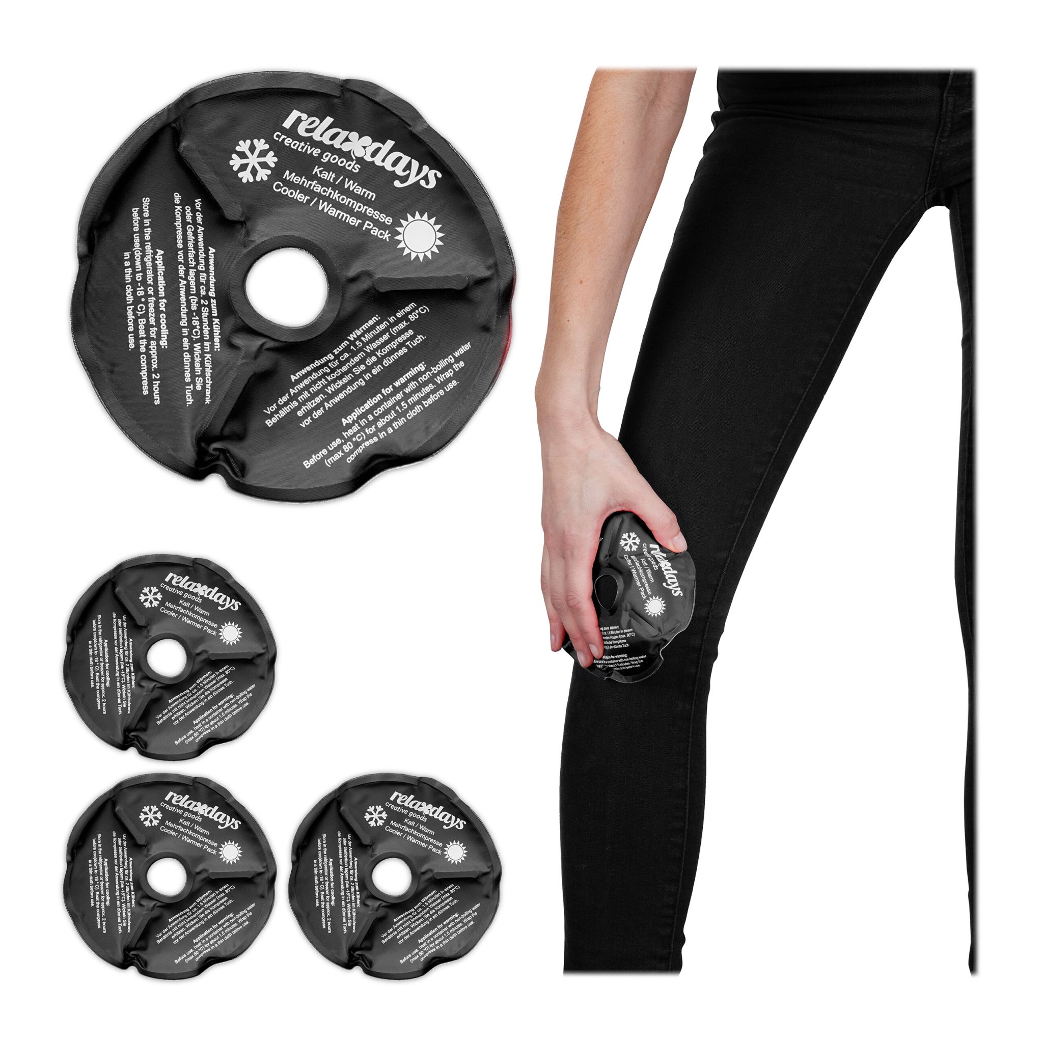 Knie Kühlpads 4er-Set Weiss-Schwarz