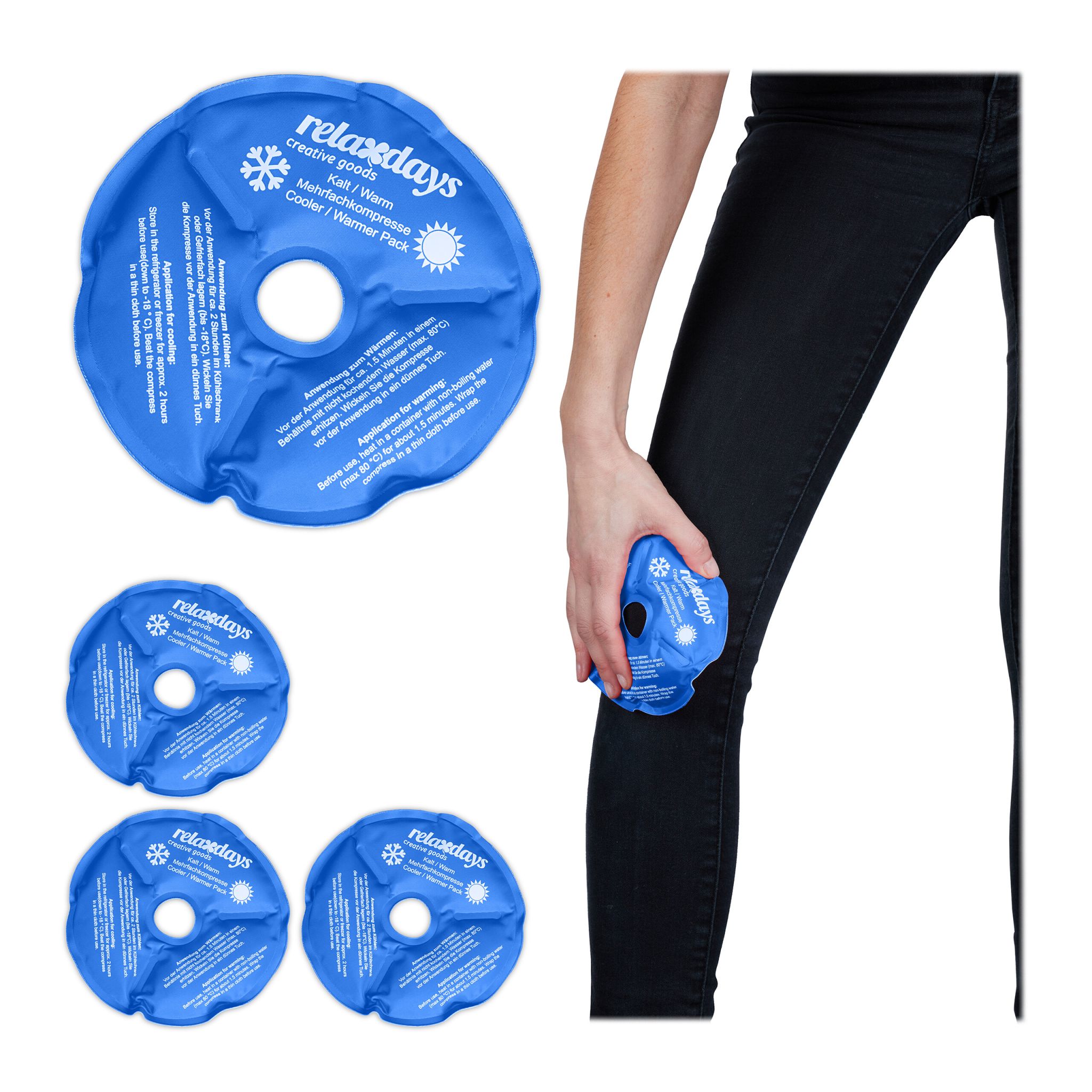 Knie Kühlpads 4er-Set Weiss-Blau