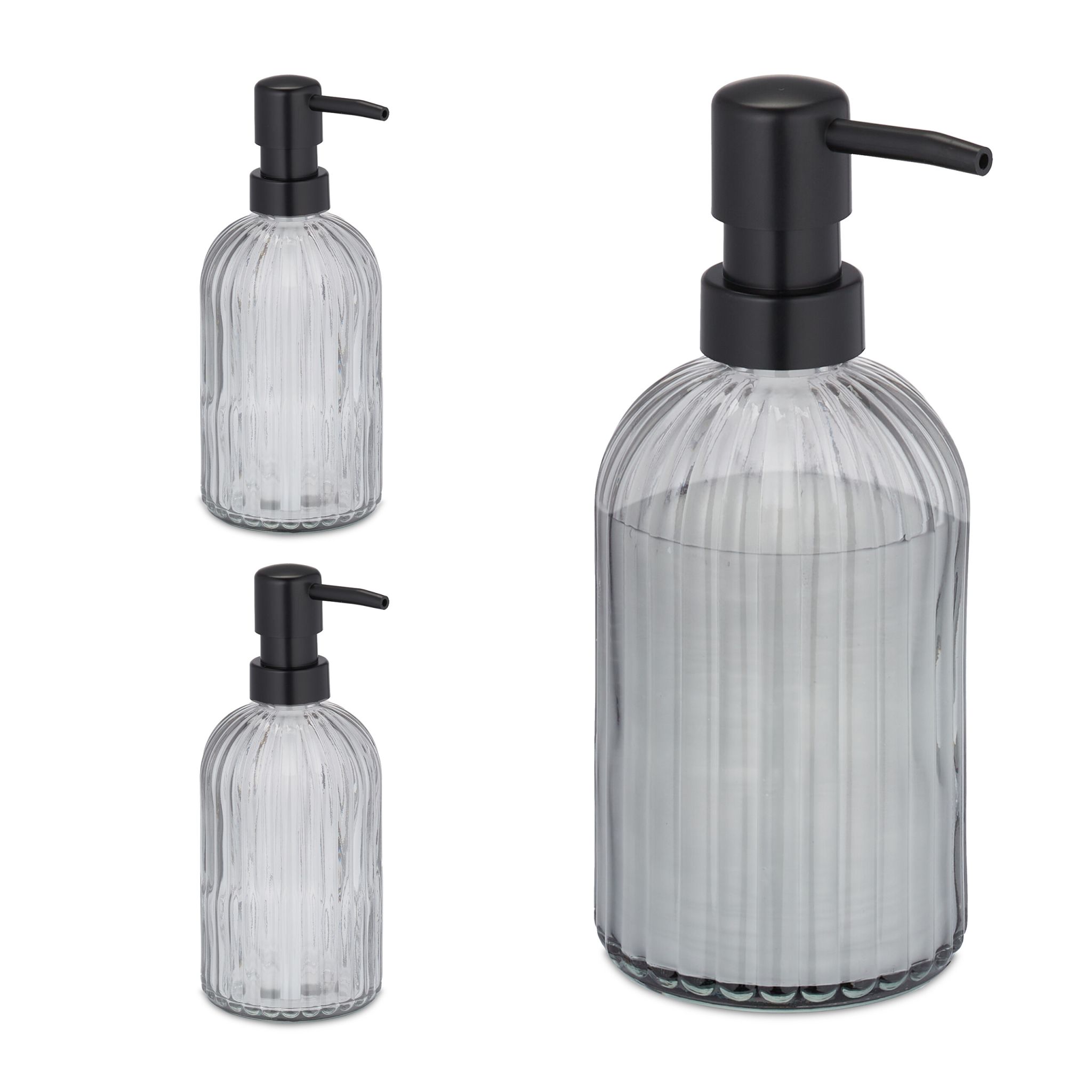 Glas Seifenspender 3er-Set Schwarz