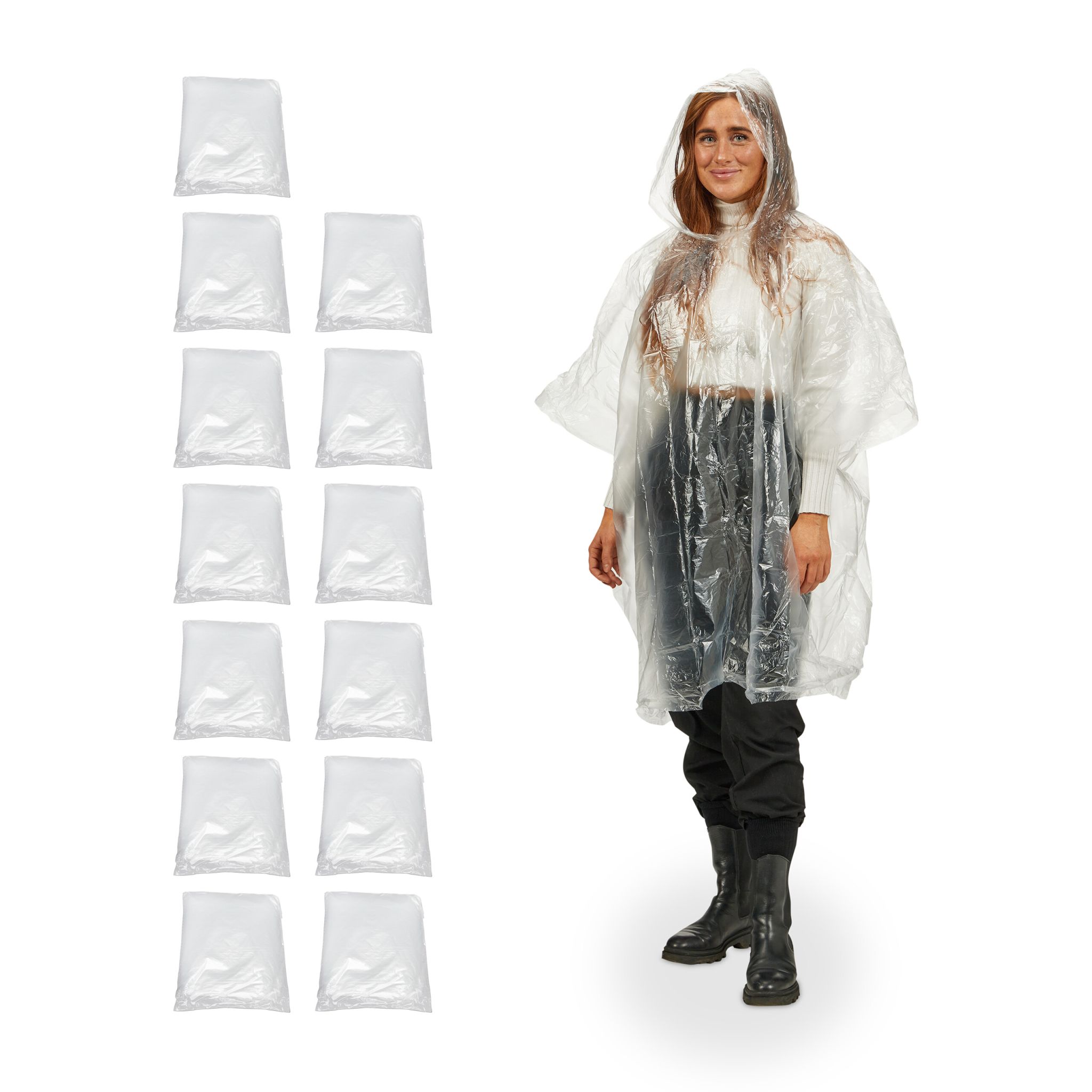 Einweg Regenponcho 13er-Set Transparent