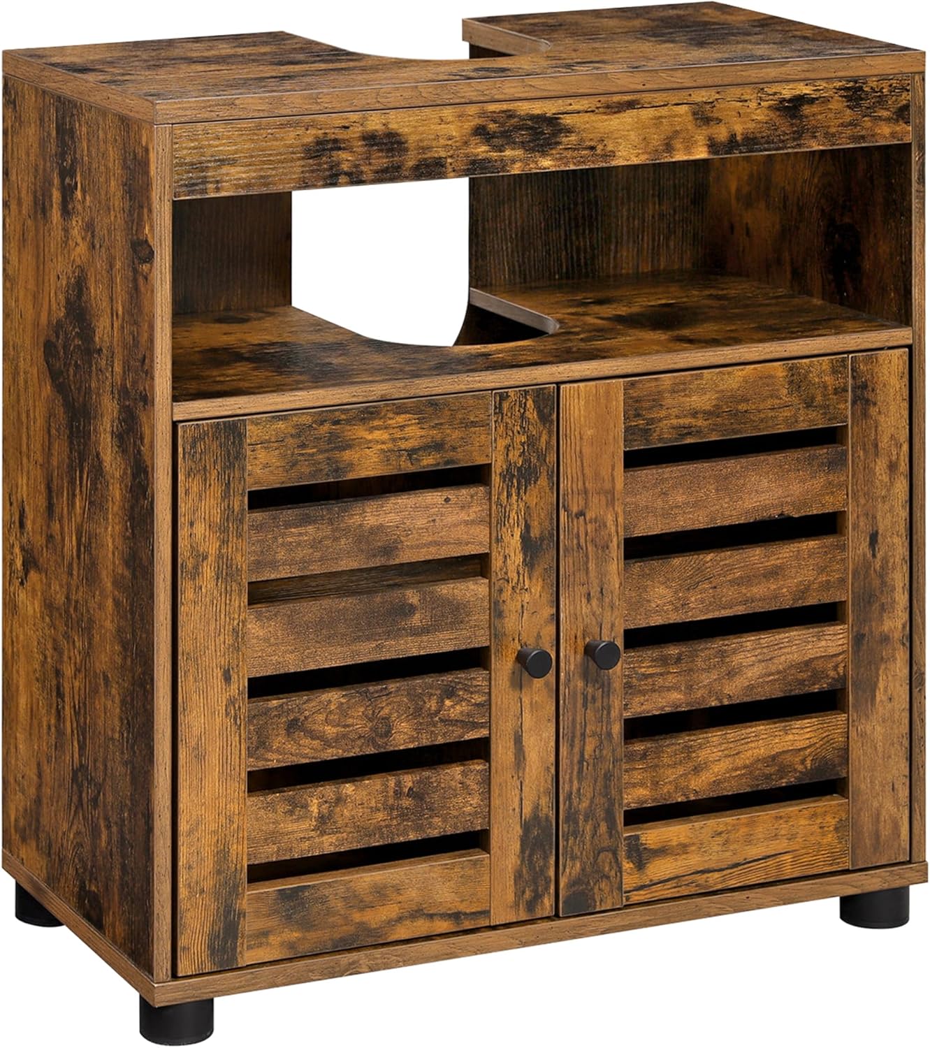 Waschbeckenunterschrank mit Lamellentüren vintagebraun