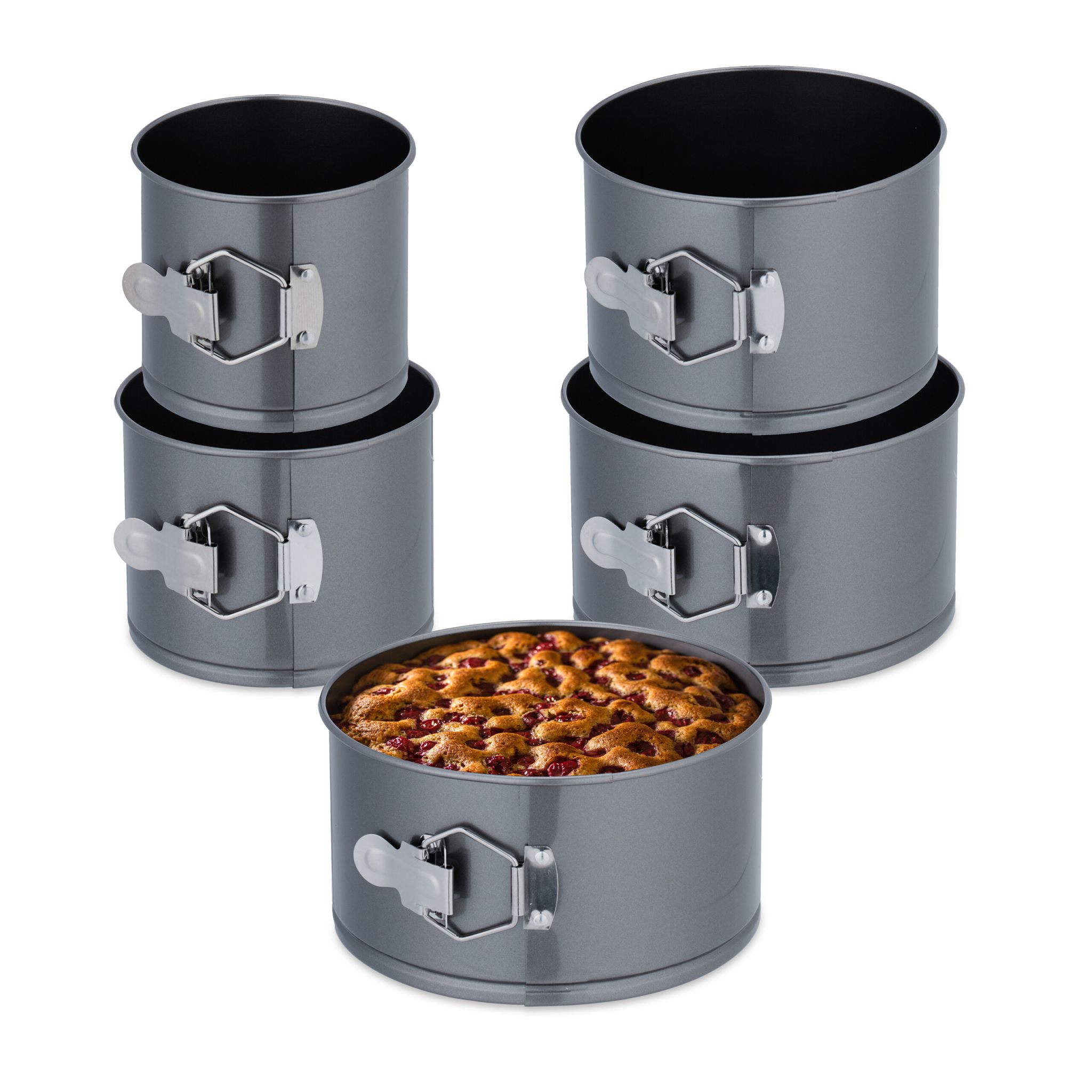 Springform Set mit 5 Grössen Anthrazit-Silber