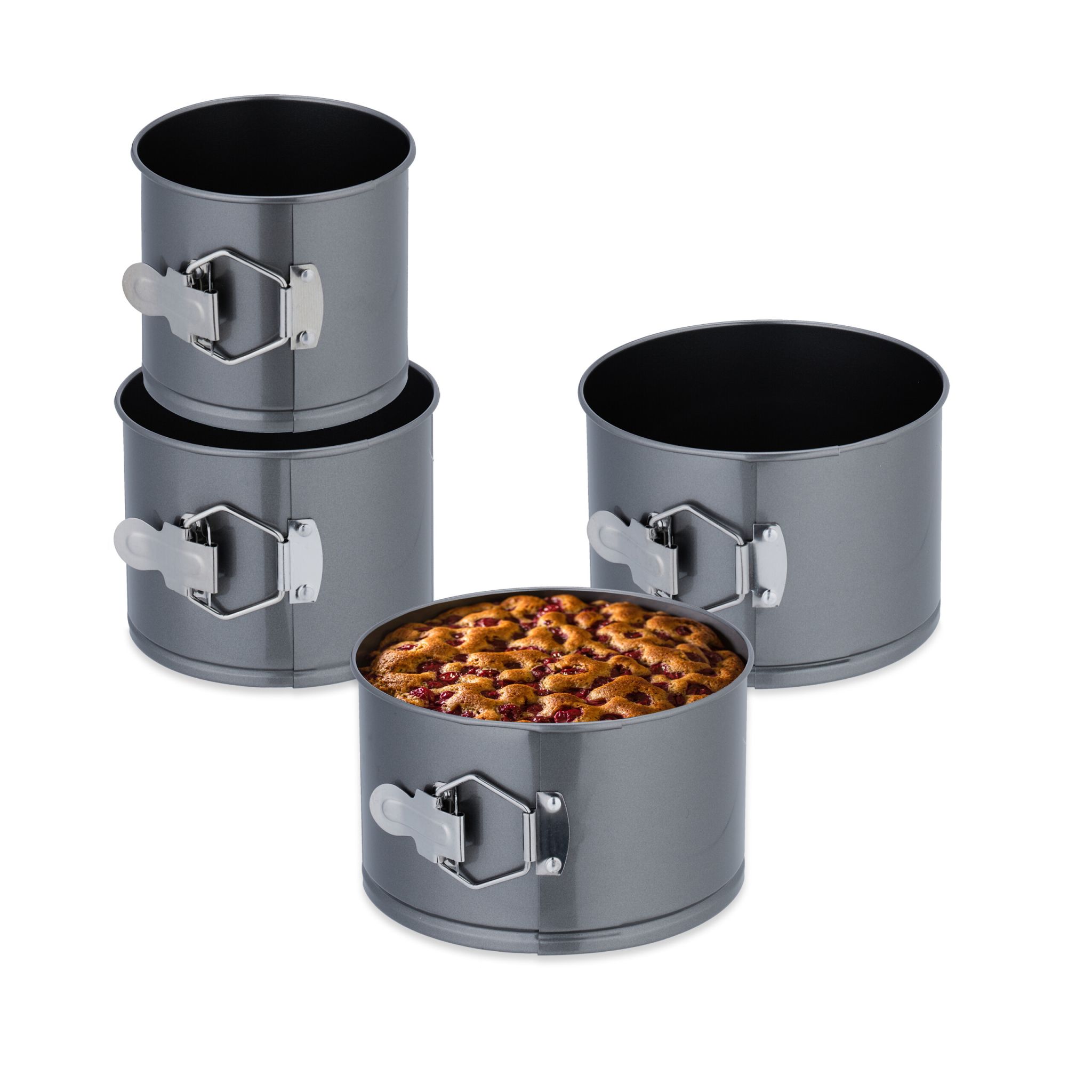 Springform Set mit 4 Grössen Anthrazit-Silber