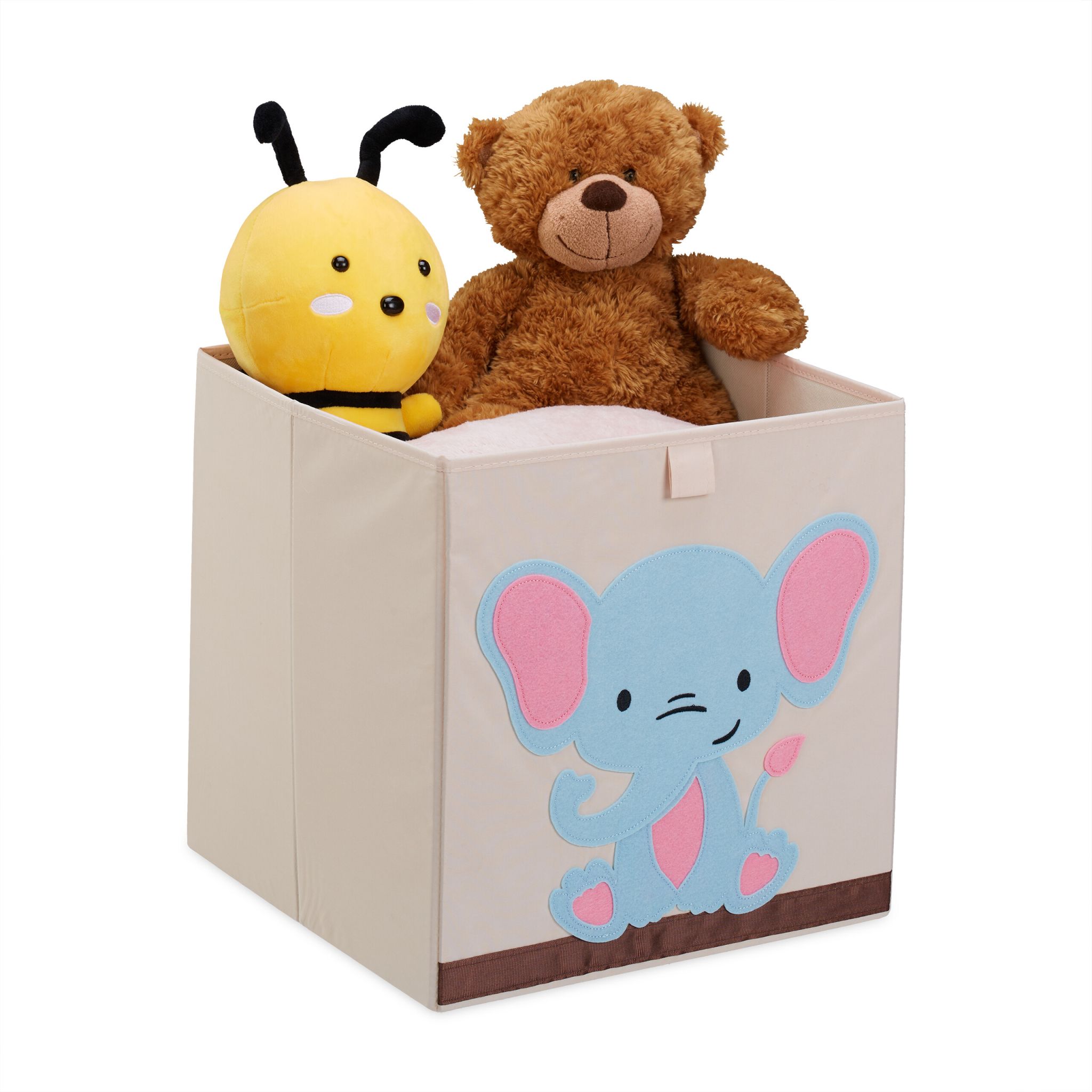 Aufbewahrungsbox mit Elefantenmotiv Creme-Hellblau-Pink