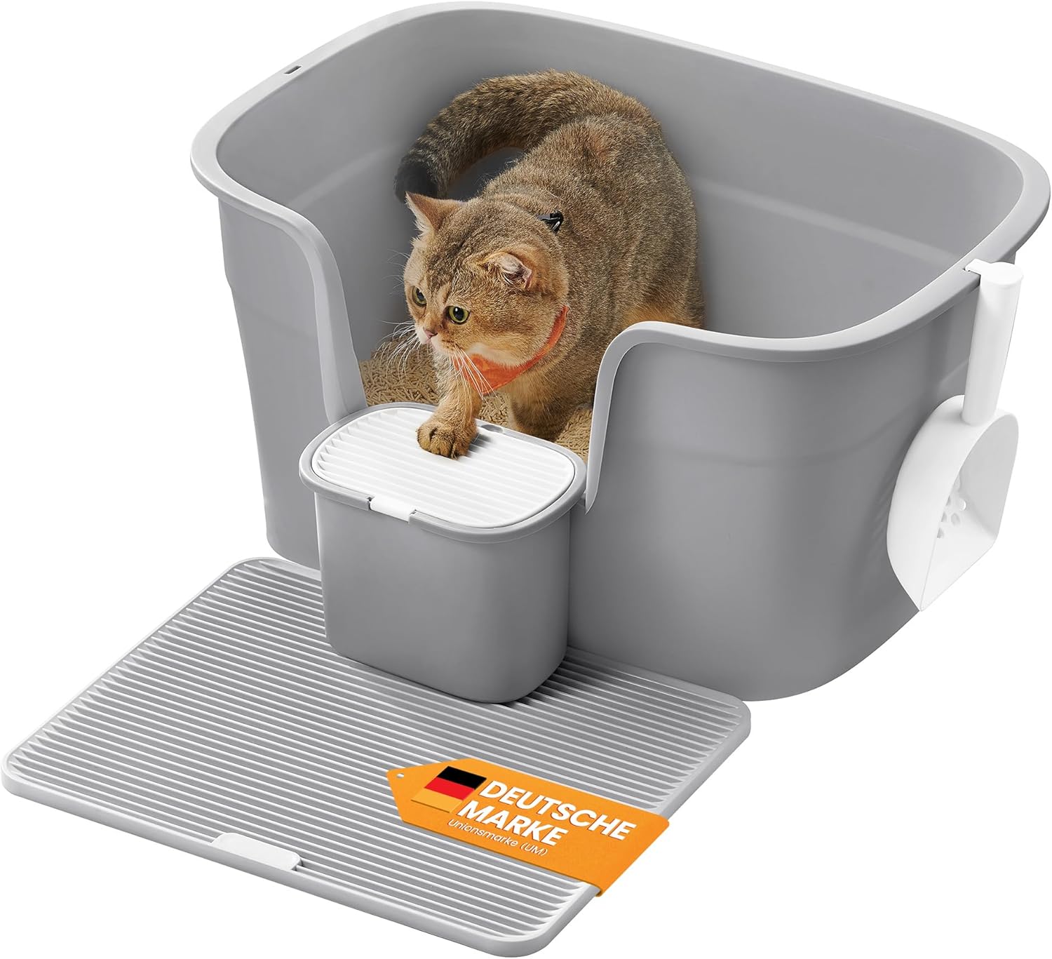Katzentoilette extragross Mehrkatzenhaushalte Taubengrau Kunststoff