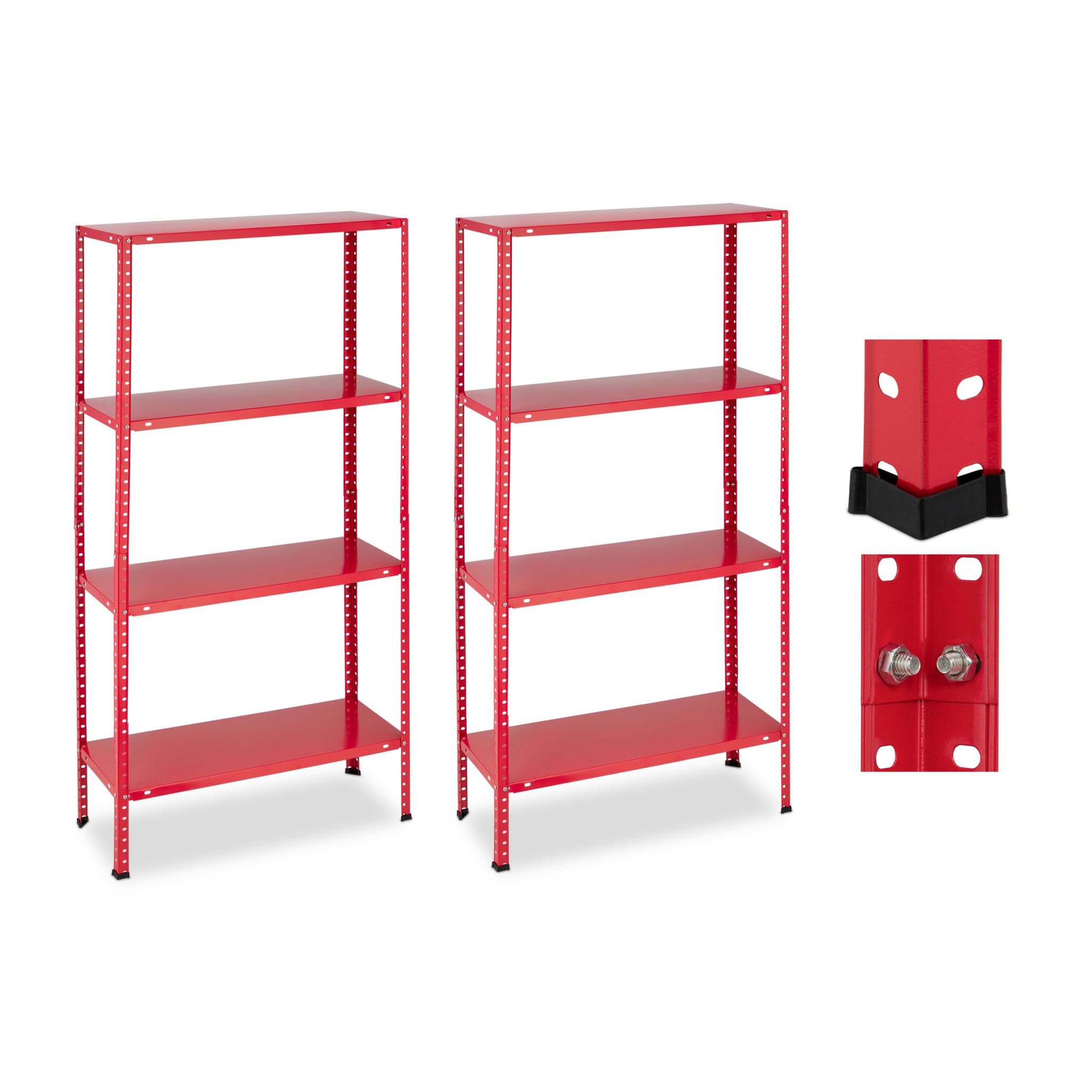Schwerlastregal 2er-Set 4 Ebenen Rot