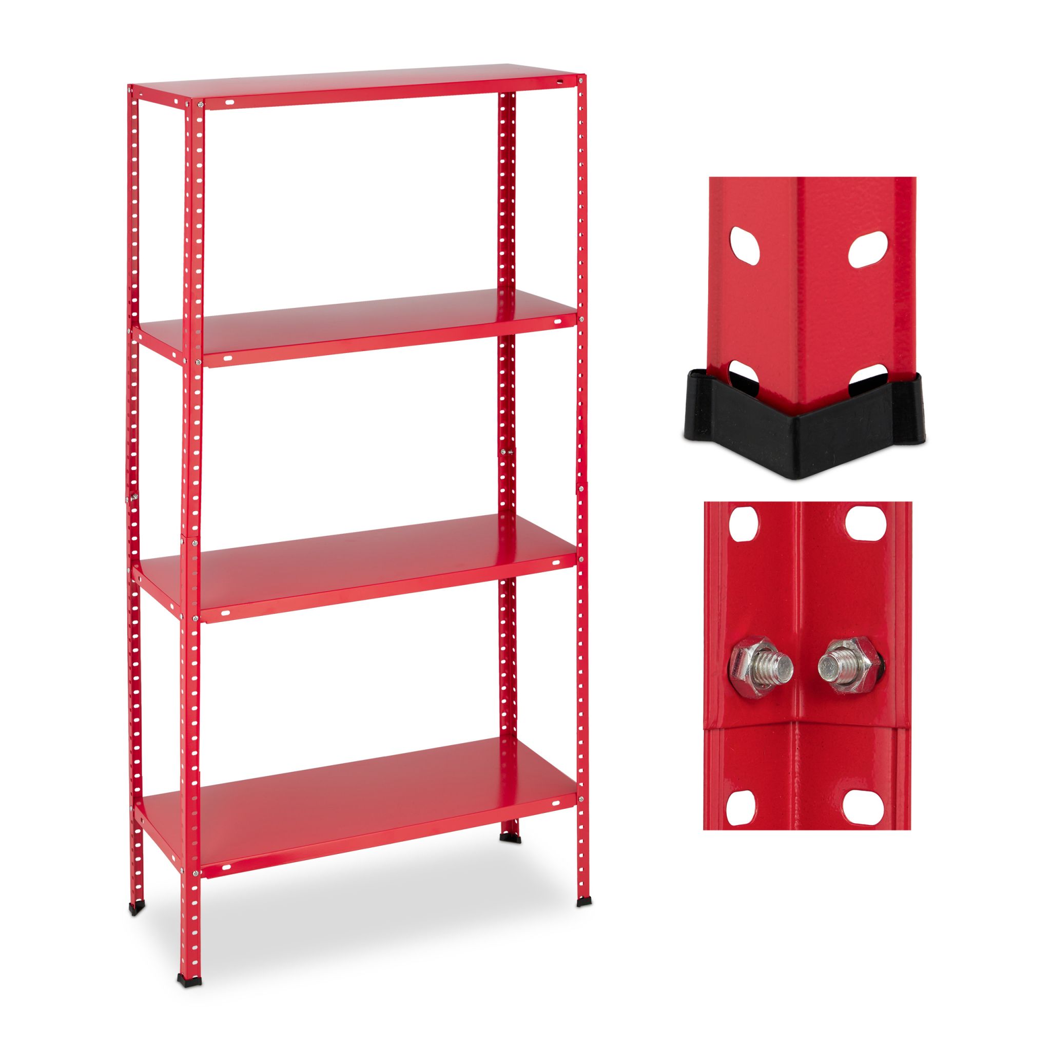 Schwerlastregal mit 4 Ebenen Rot