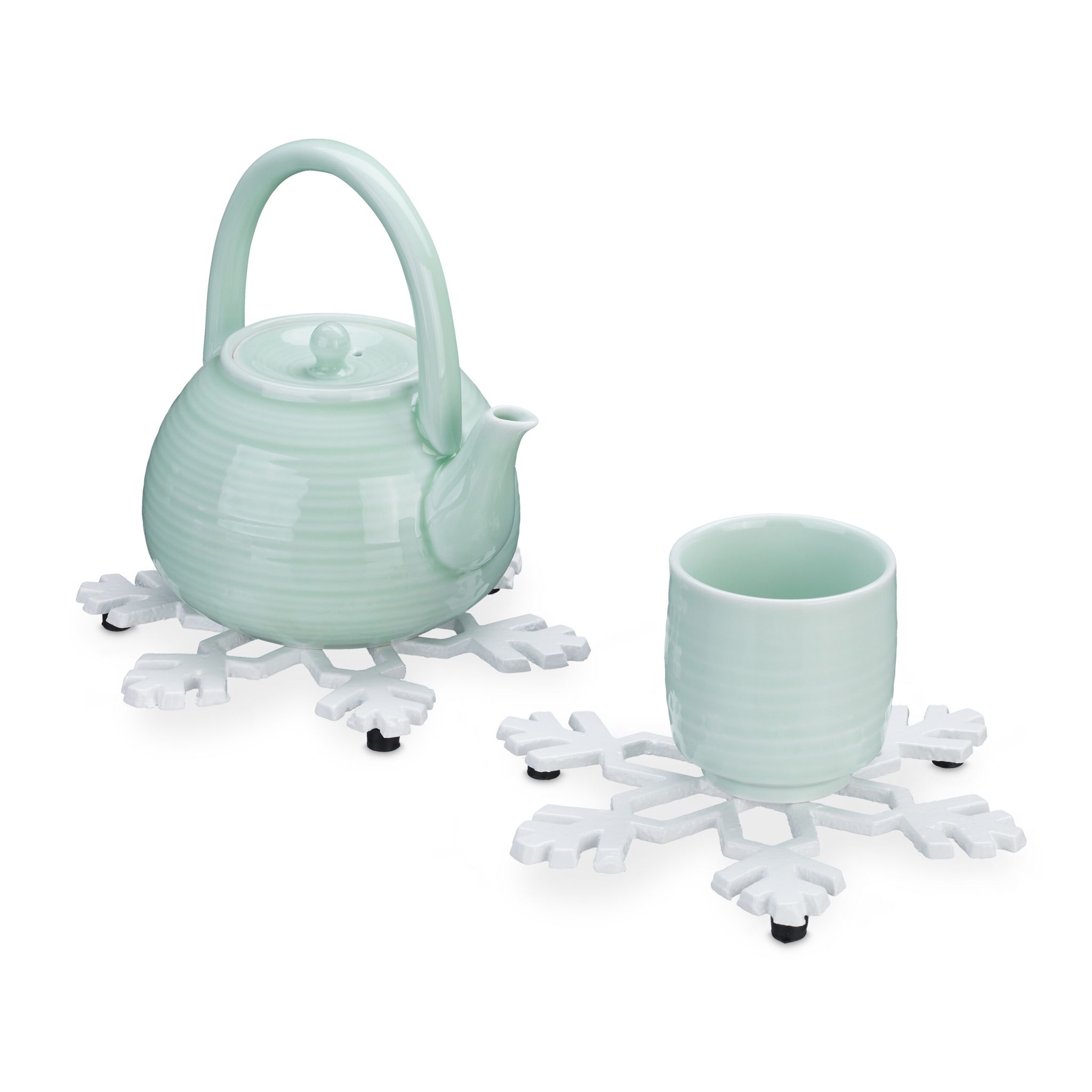 Topfuntersetzer Schneeflocke 2er-Set Weiss