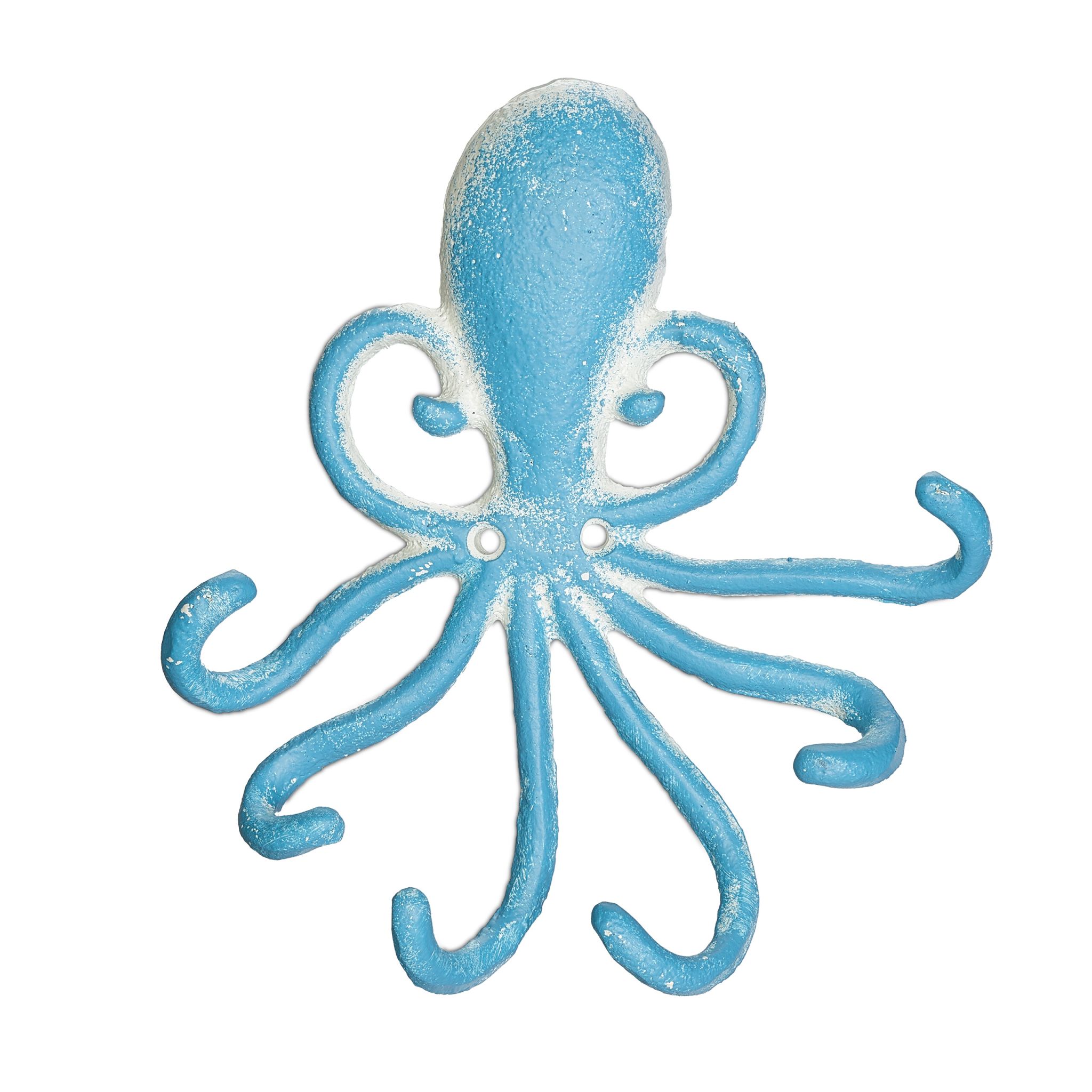 Wandhaken Oktopus Weiss-Hellblau