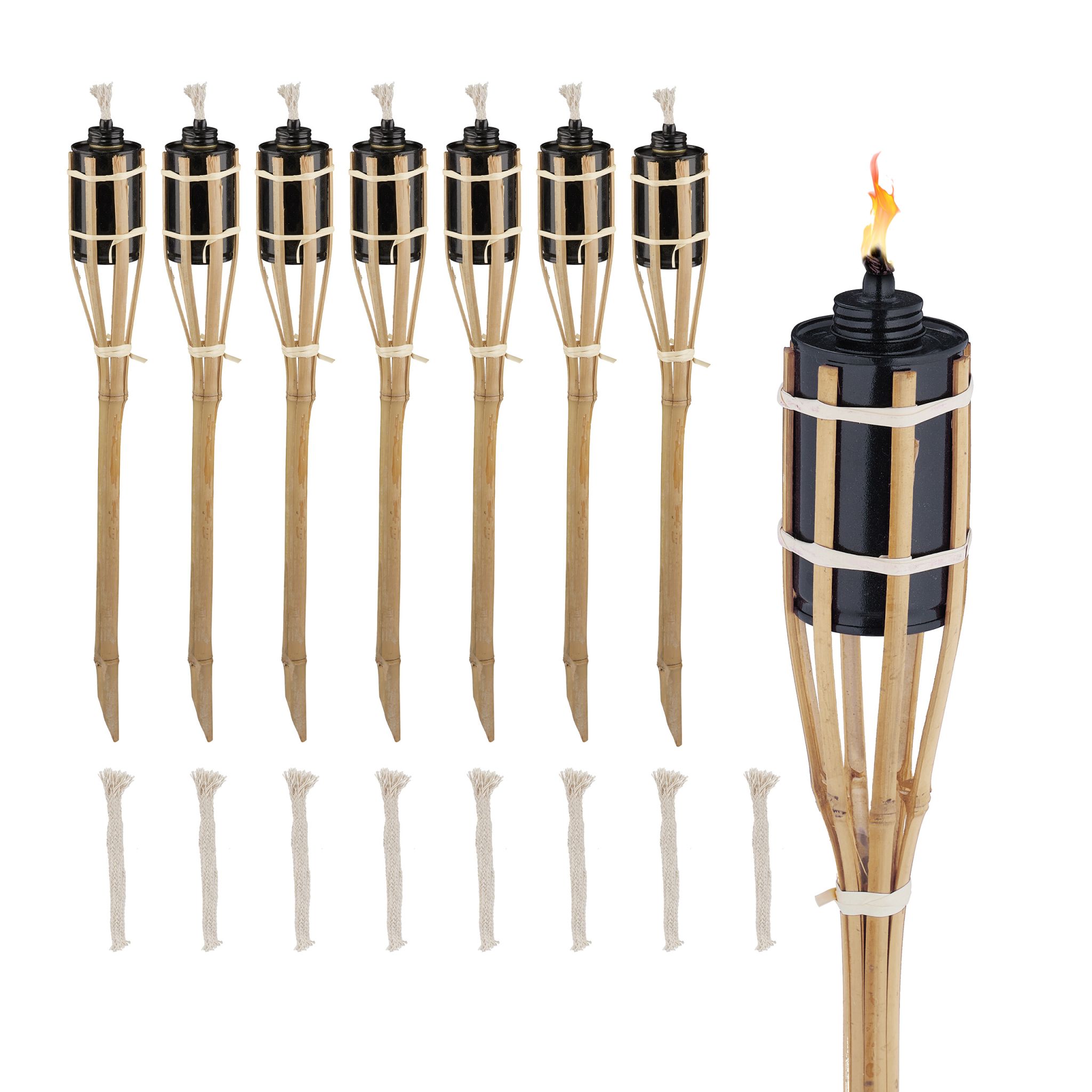 Gartenfackeln 50cm 8er-Set Hellbraun-Schwarz