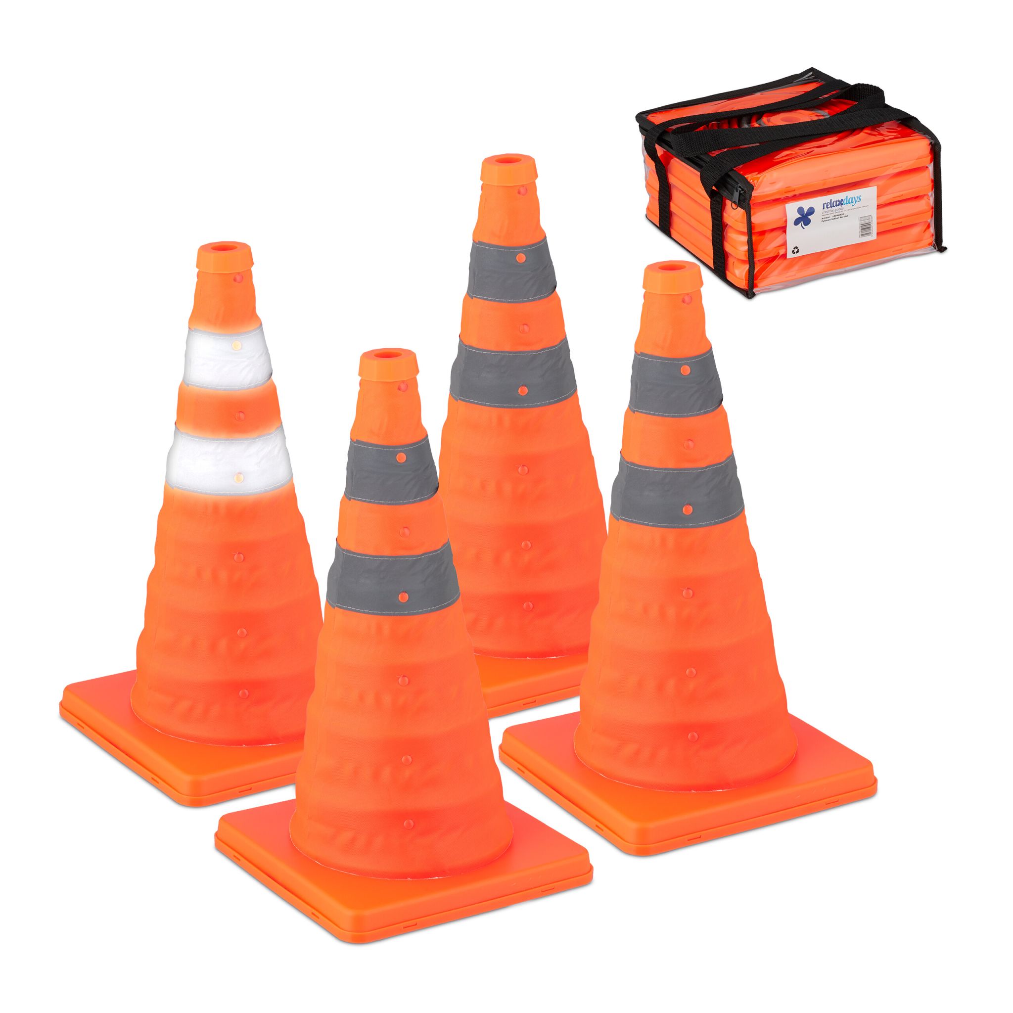 Faltbare Pylonen 4er-Set Orange-Silber