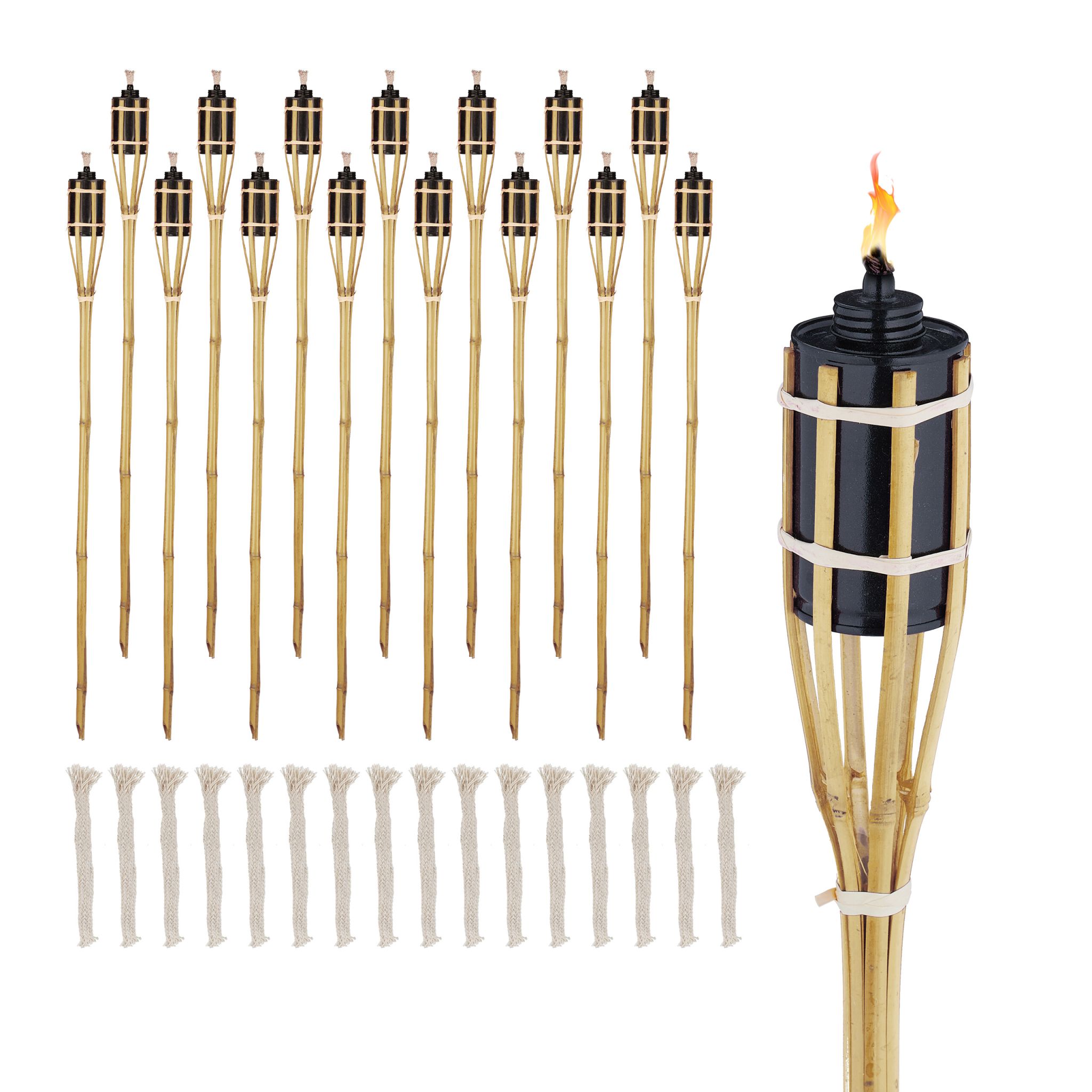 Gartenfackeln 90cm 16er-Set Hellbraun-Schwarz