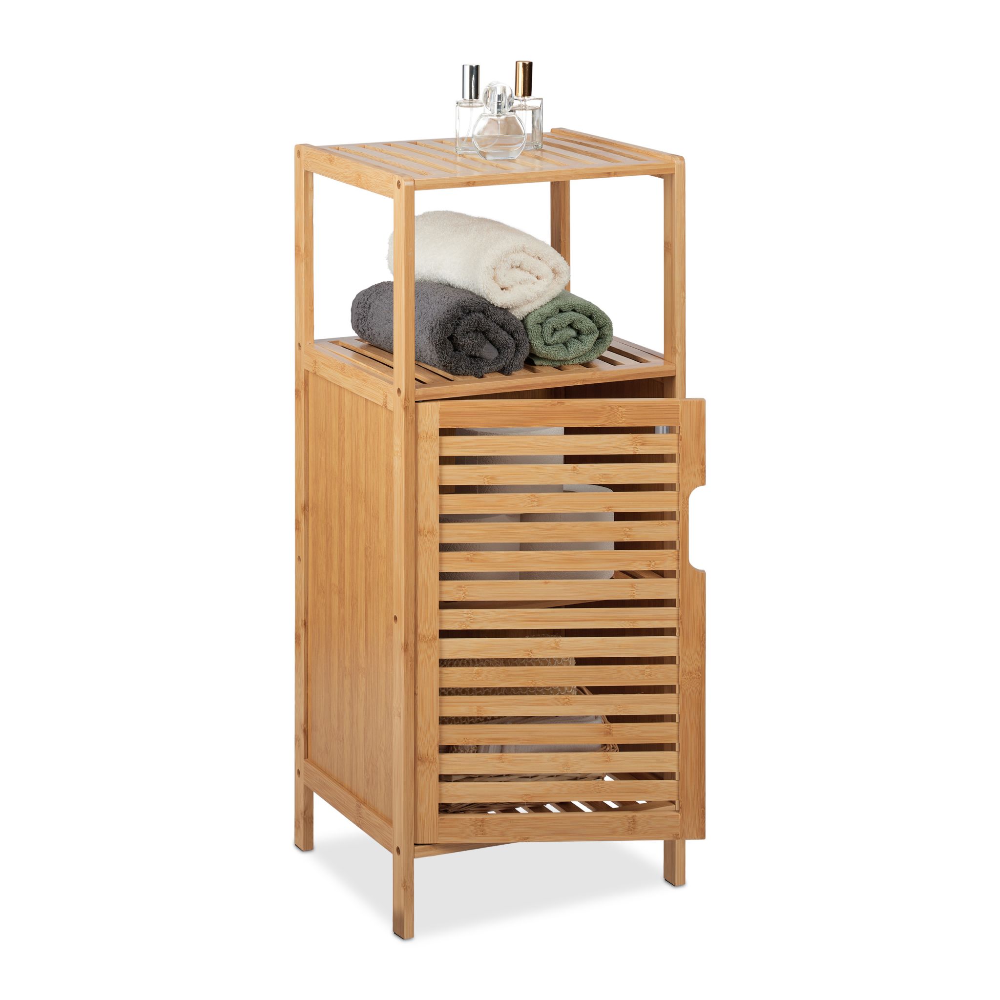 Schmaler Badschrank Bambus Hellbraun