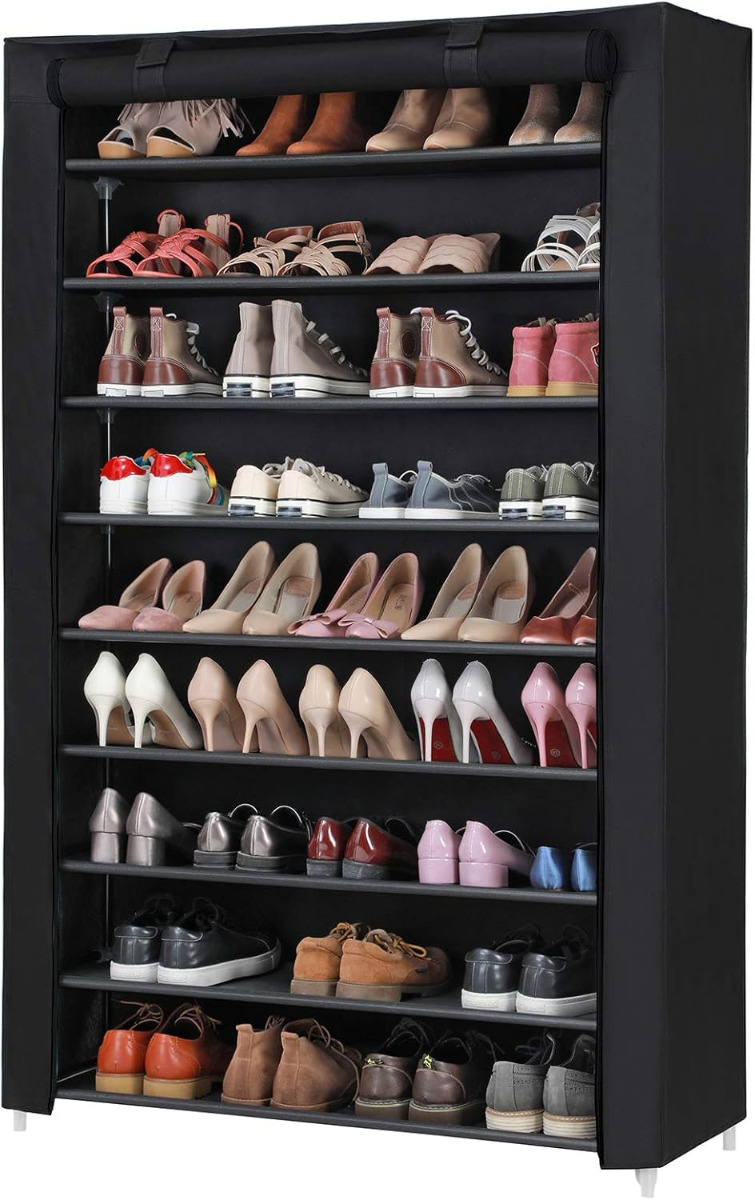 Schuhregal mit 9 Ebenen Schwarz, 100 x 28 x 162 cm