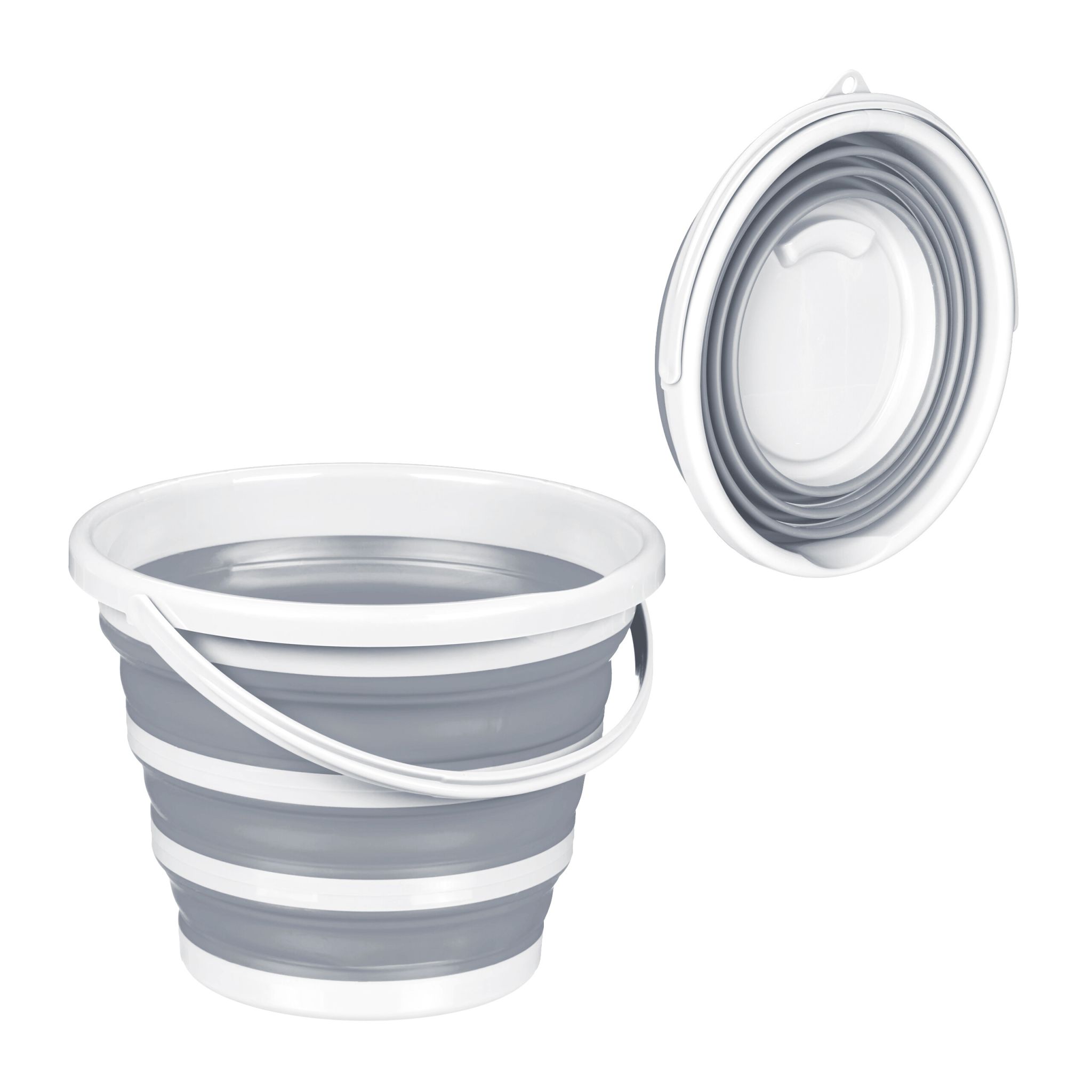 Eimer faltbar 10 Liter Weiss-Grau