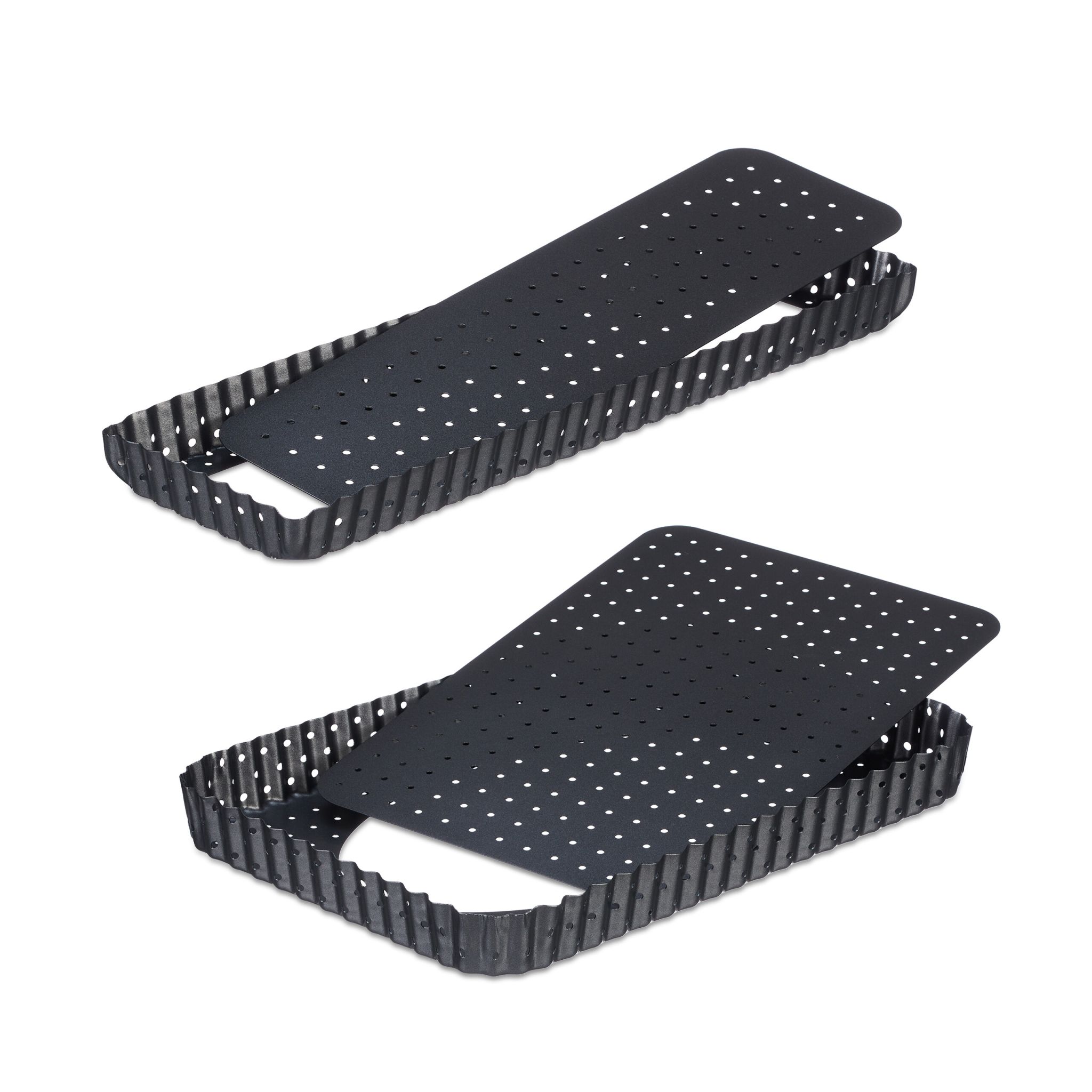 Tarteform 2er-Set mit Löchern Anthrazit