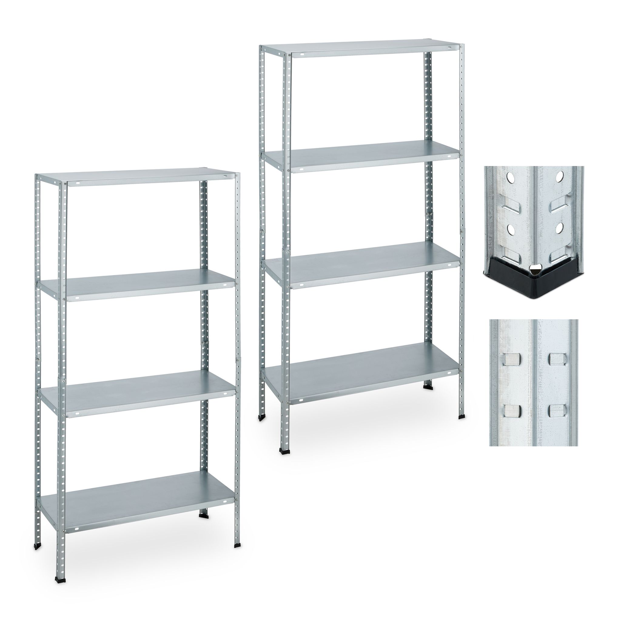 Verzinktes Schwerlastregal 2er-Set Schwarz-Silber