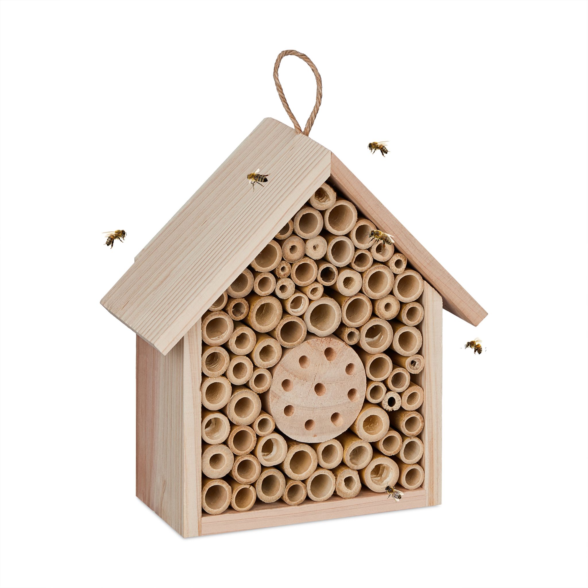 Bienenhotel unbehandeltem Holz Hellbraun