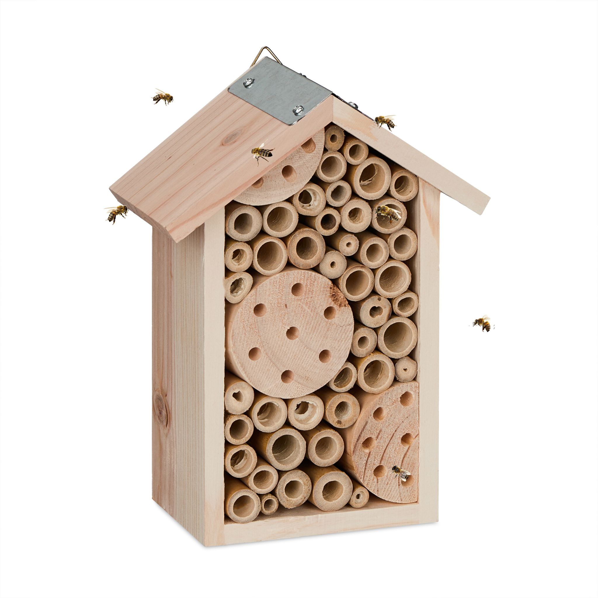 Bienenhotel mit Bambusröhrchen Hellbraun