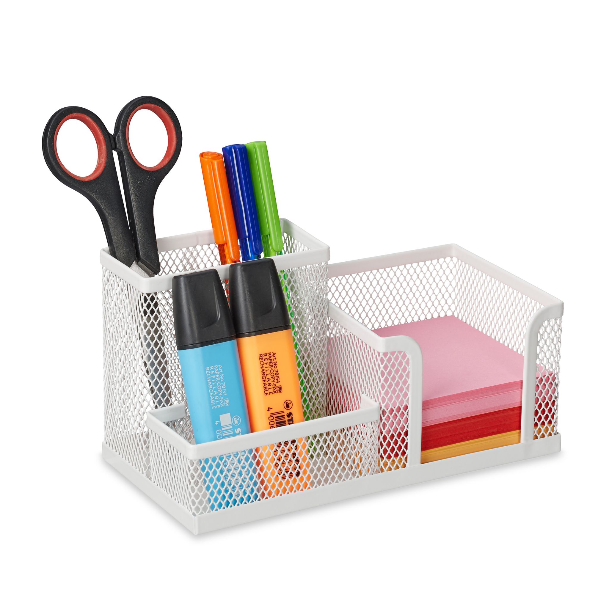 Schreibtisch-Organizer mit 3 Fächern Weiss