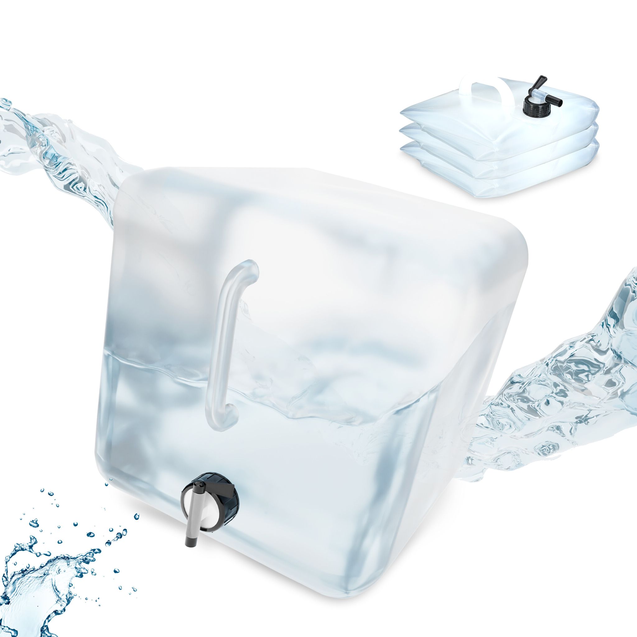 Faltbarer Wasserkanister 4er-Set Schwarz-Transparent