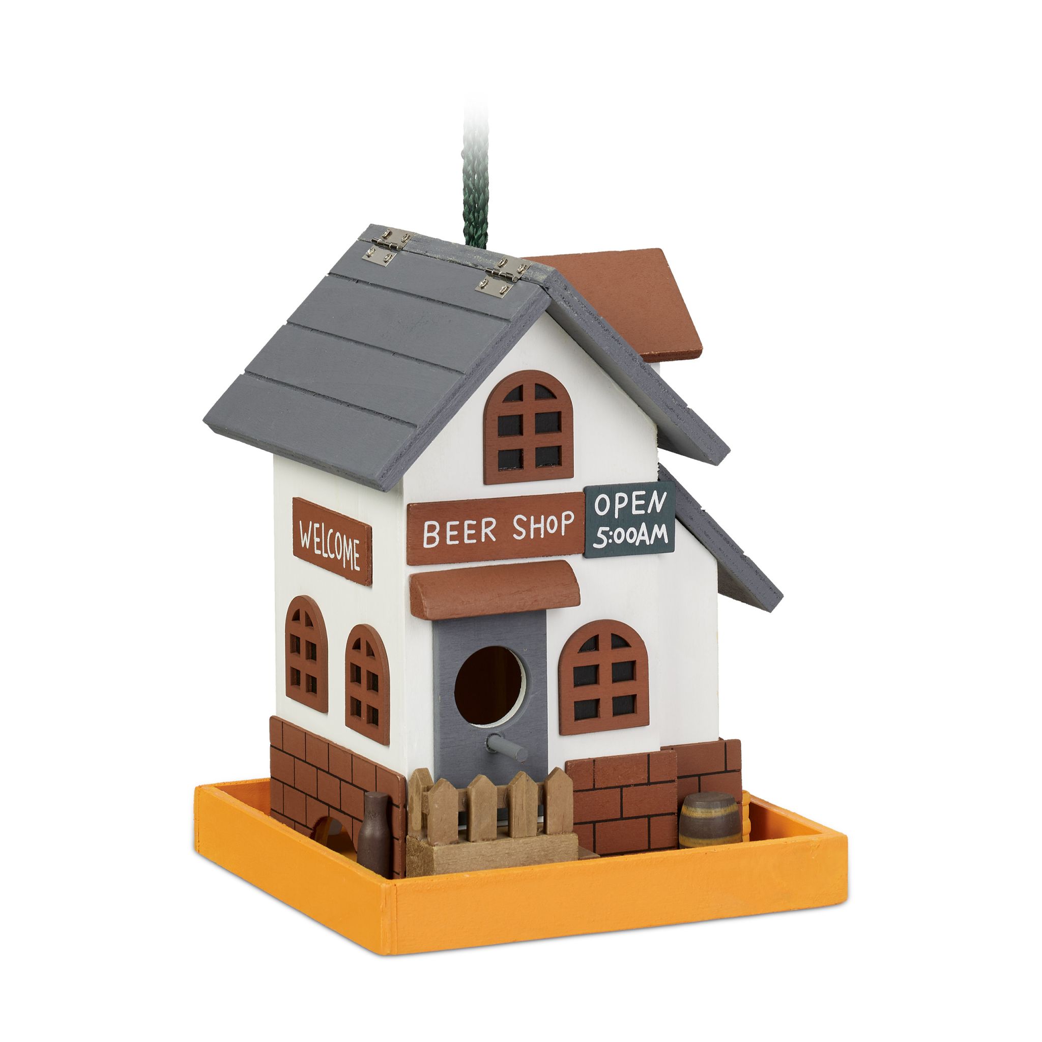 Deko Vogelhaus Wirtshaus Weiss-Orange-Grau