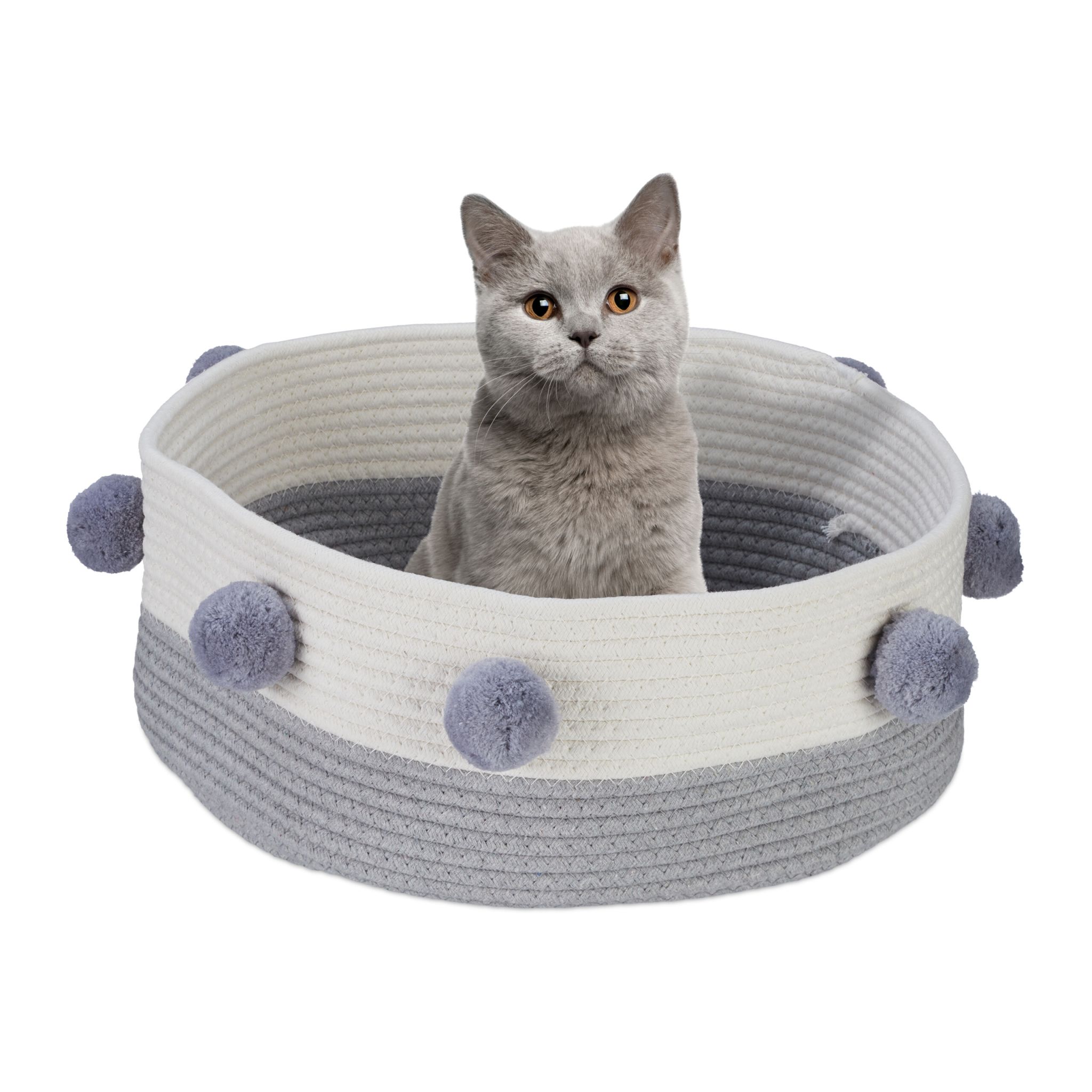 Katzenbett Baumwolle Weiss-Grau