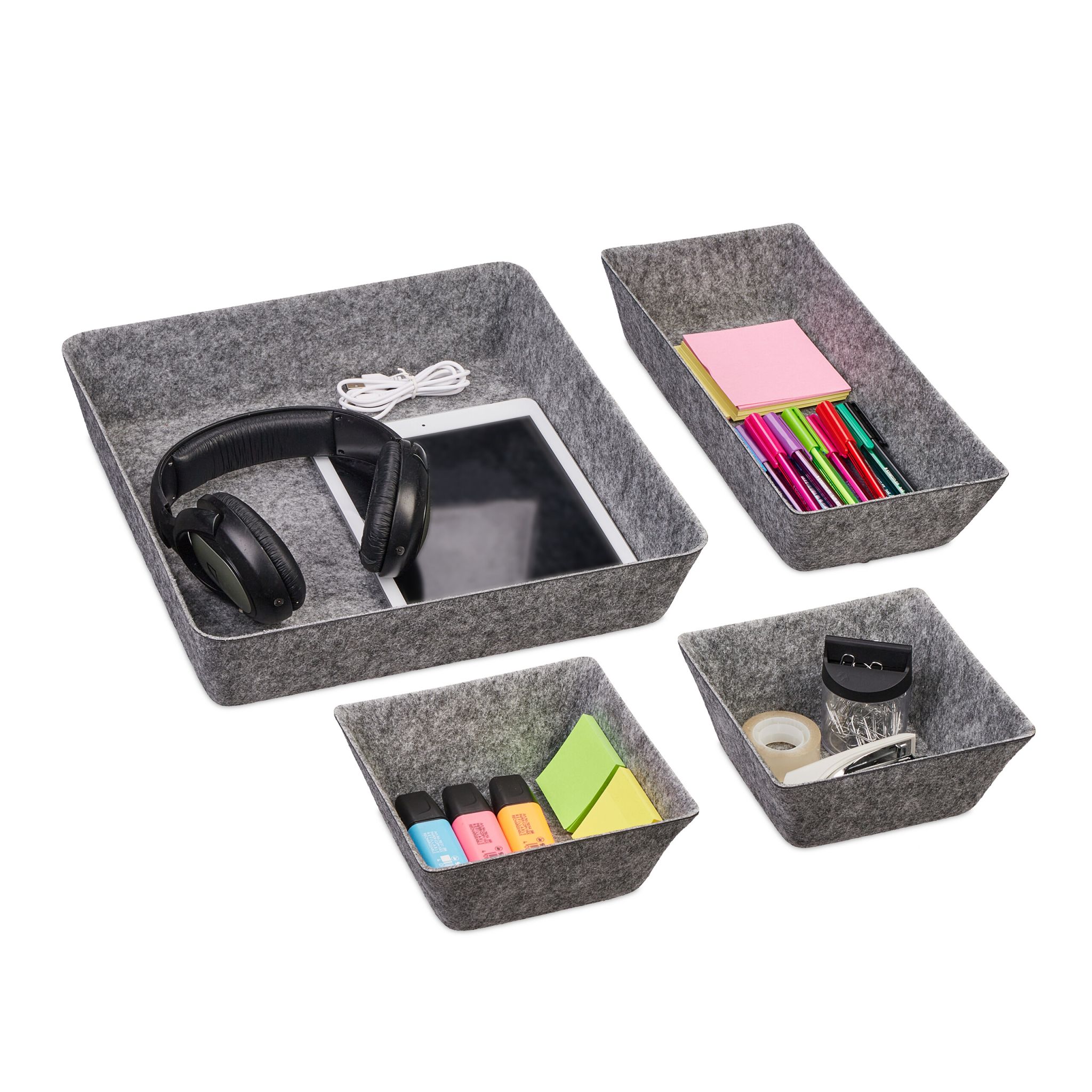 Schubladenorganizer Filz 4tlg. Grau