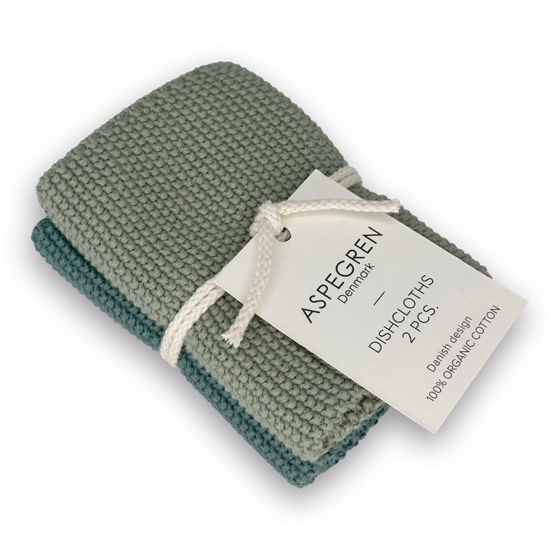 Spüllappen Aus Bio-Baumwolle 2er-Set Gestrickt Mint