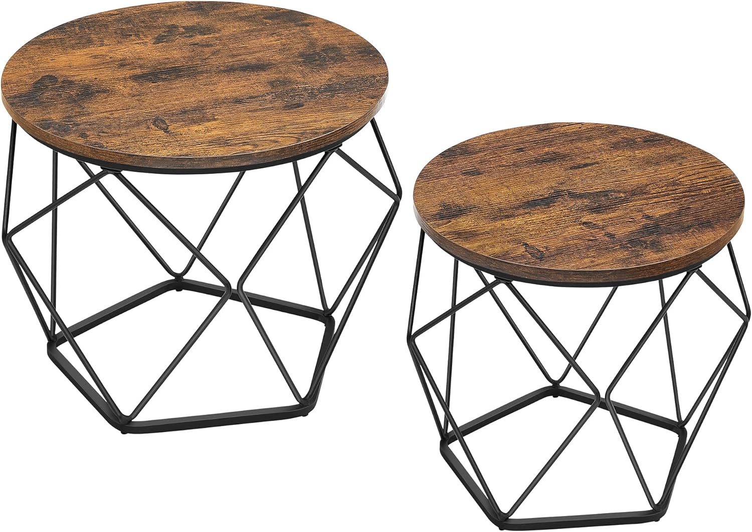 Couchtisch-Set rund abnehmbar braun Stahl