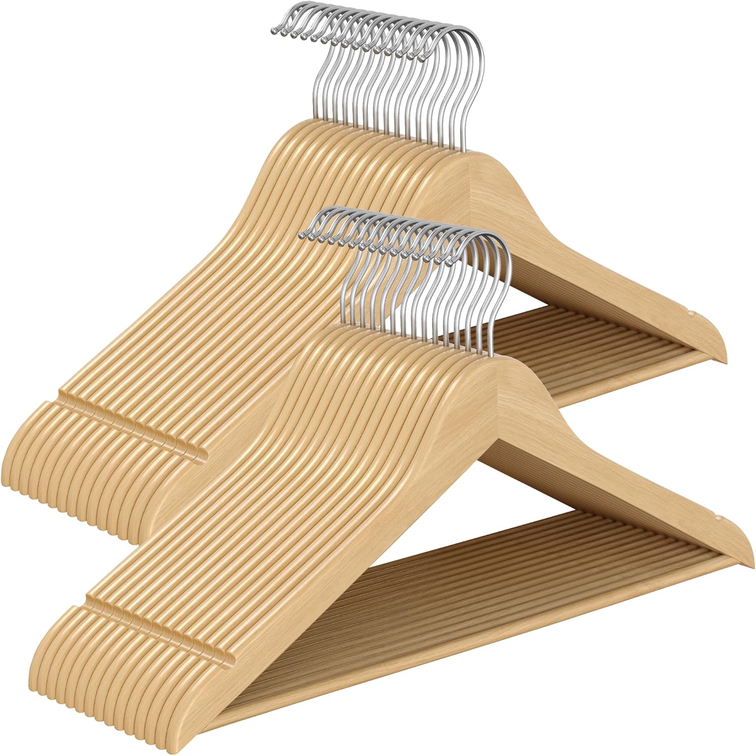 Holzkleiderbügel 30er Set naturfarben Birkenholz