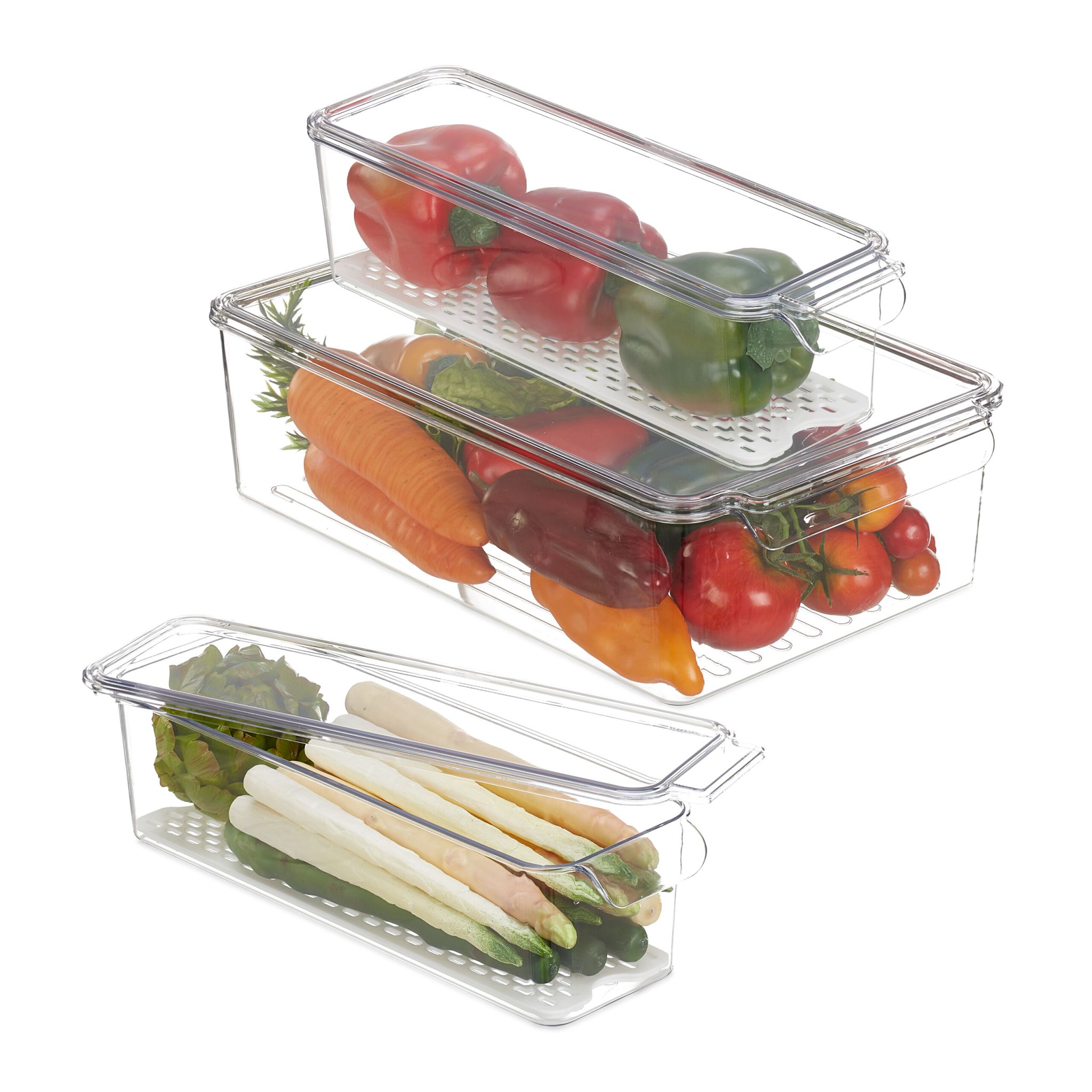 Kühlschrank Organizer 3er-Set Weiss-Transparent