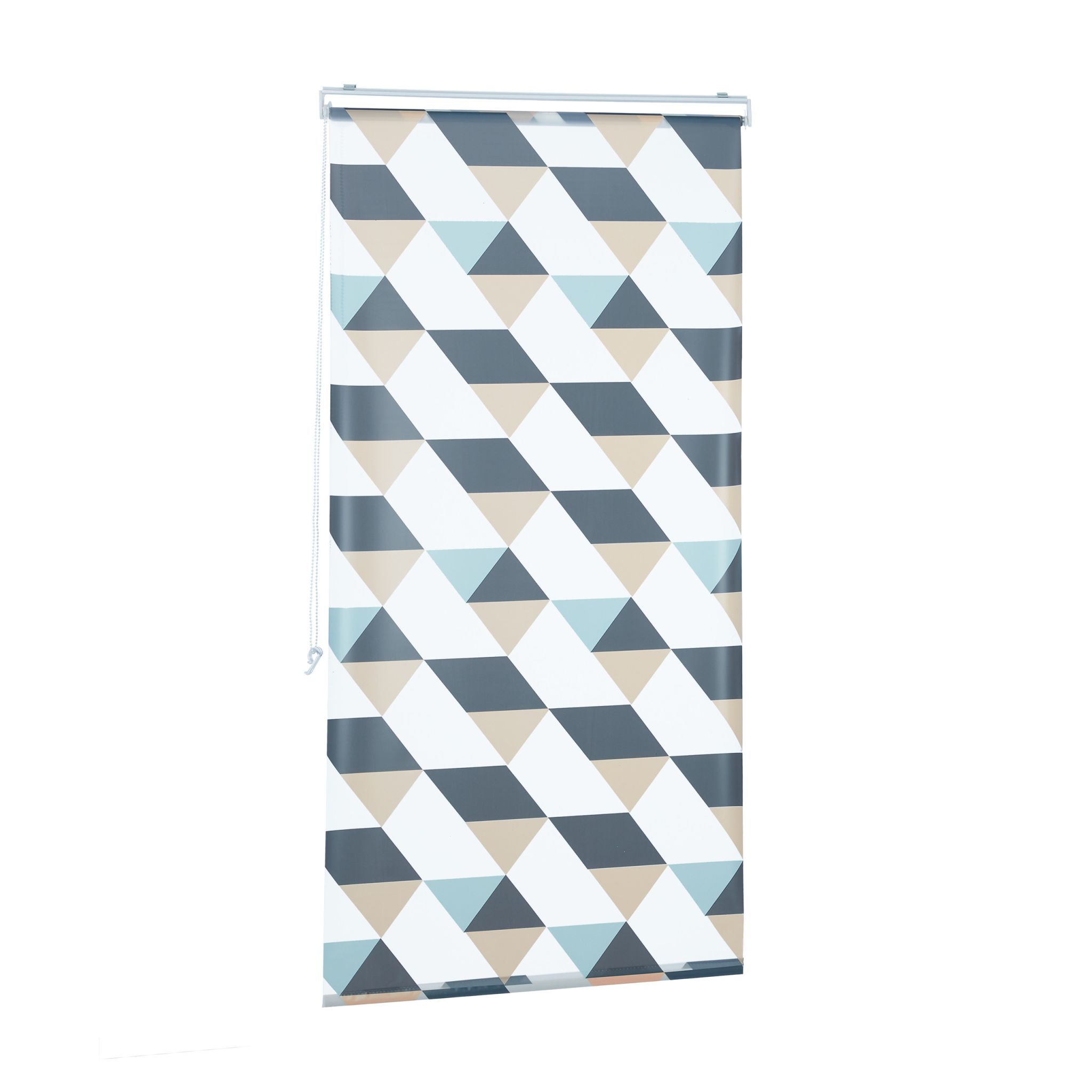 Duschrollo mit geometrischem Design Beige-Blau-Grau