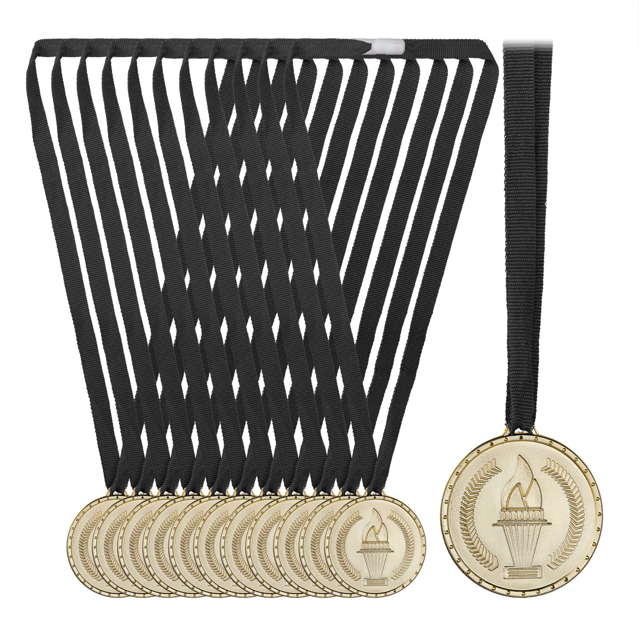 Goldmedaillen für Kinder 12er-Set Gold-Schwarz