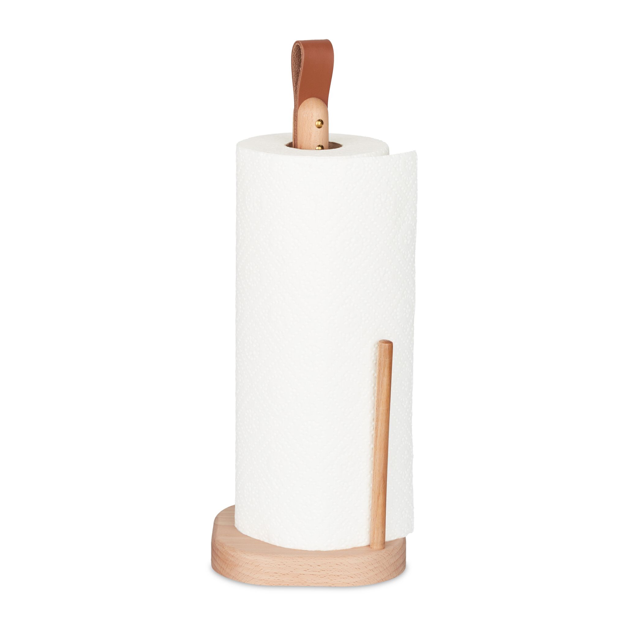 Eckiger Küchenrollenhalter Holz Braun-Hellbraun