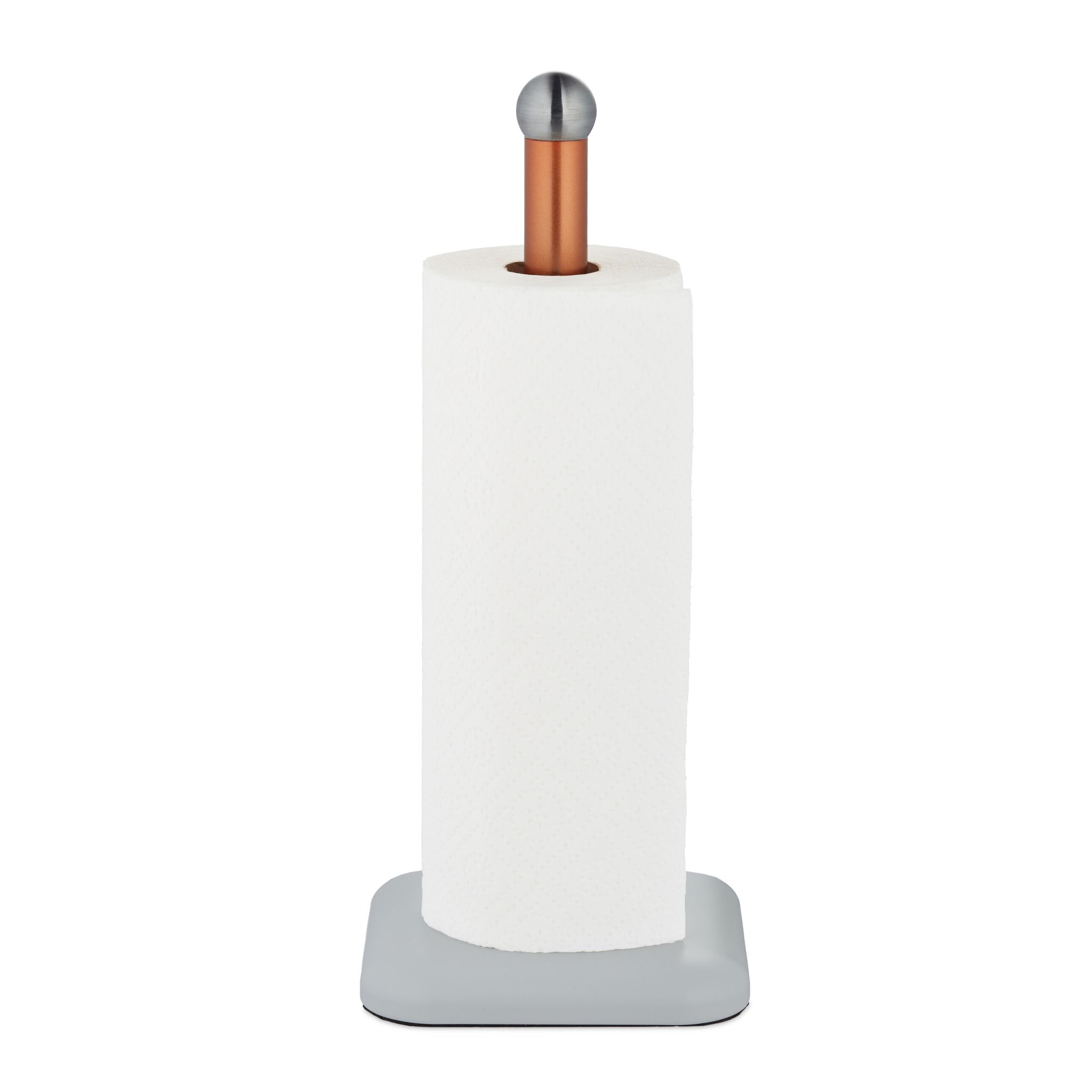 Stehender Küchenrollenhalter Weiss-Kupfer-Silber