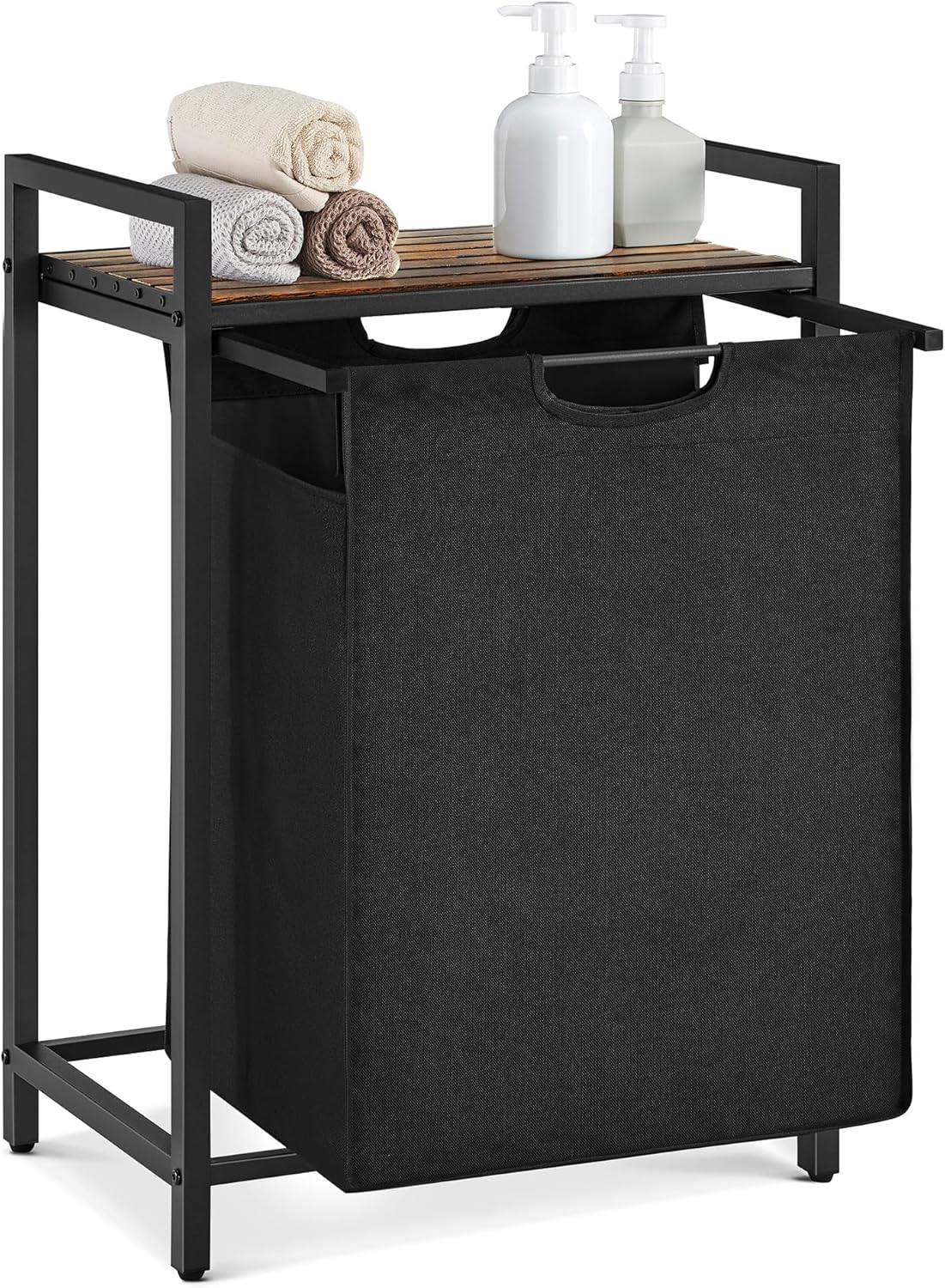 Wäschekorb mit Ablage, Vintage Braun
