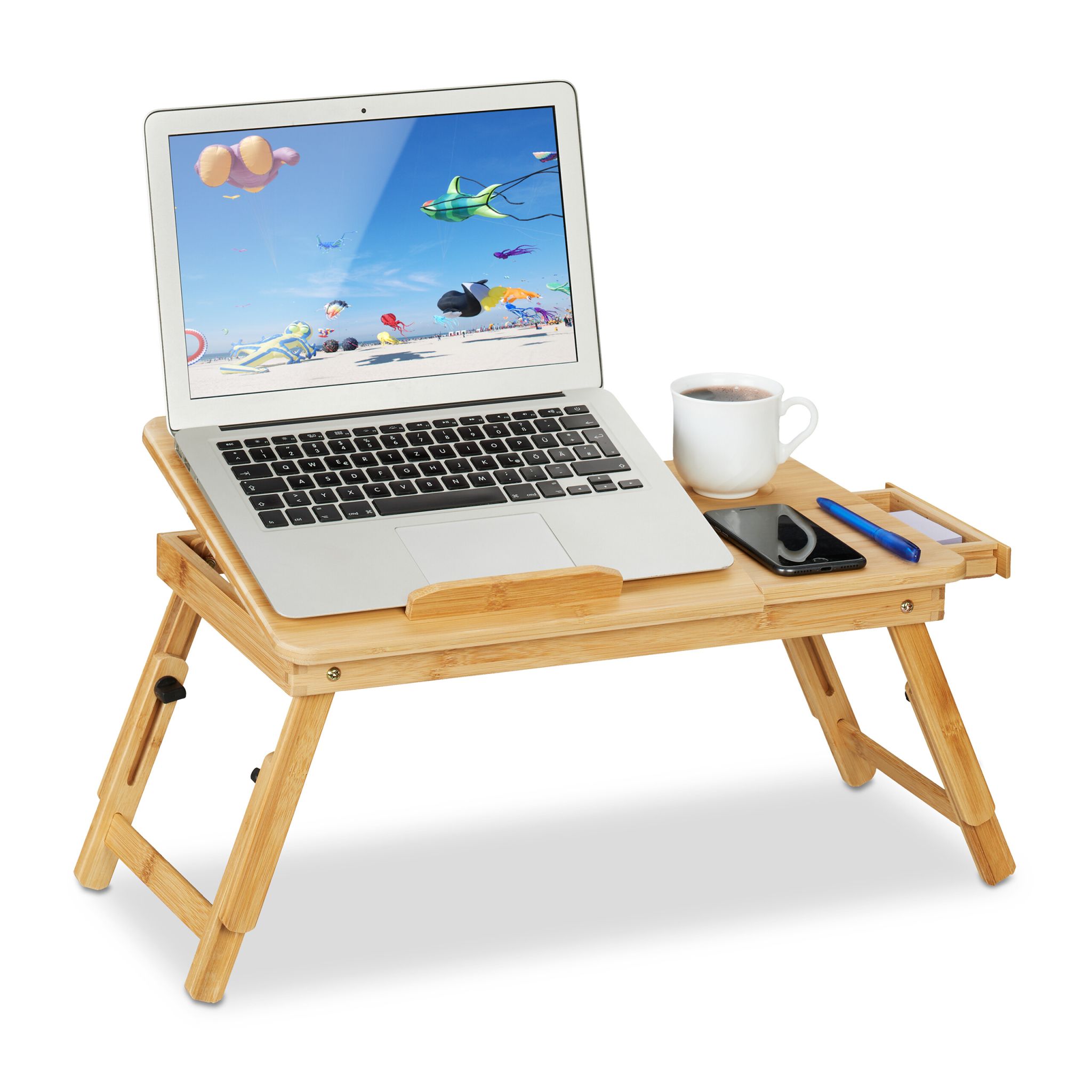Klappbarer Laptoptisch Bambus mit Lüftungsschlitzen Hellbraun
