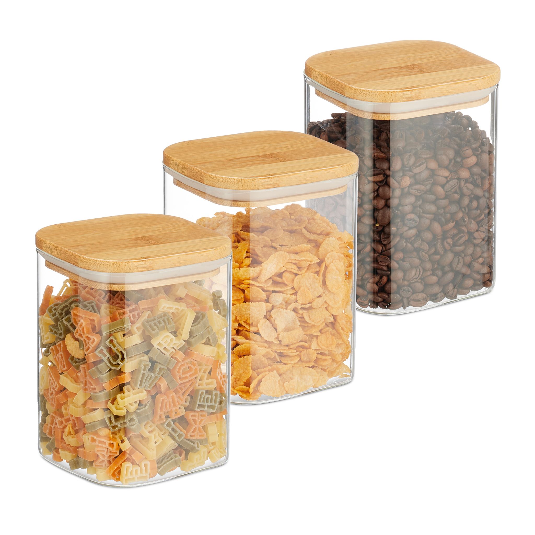 Vorratsgläser mit Deckel 900ml 3er-Set Hellbraun-Transparent