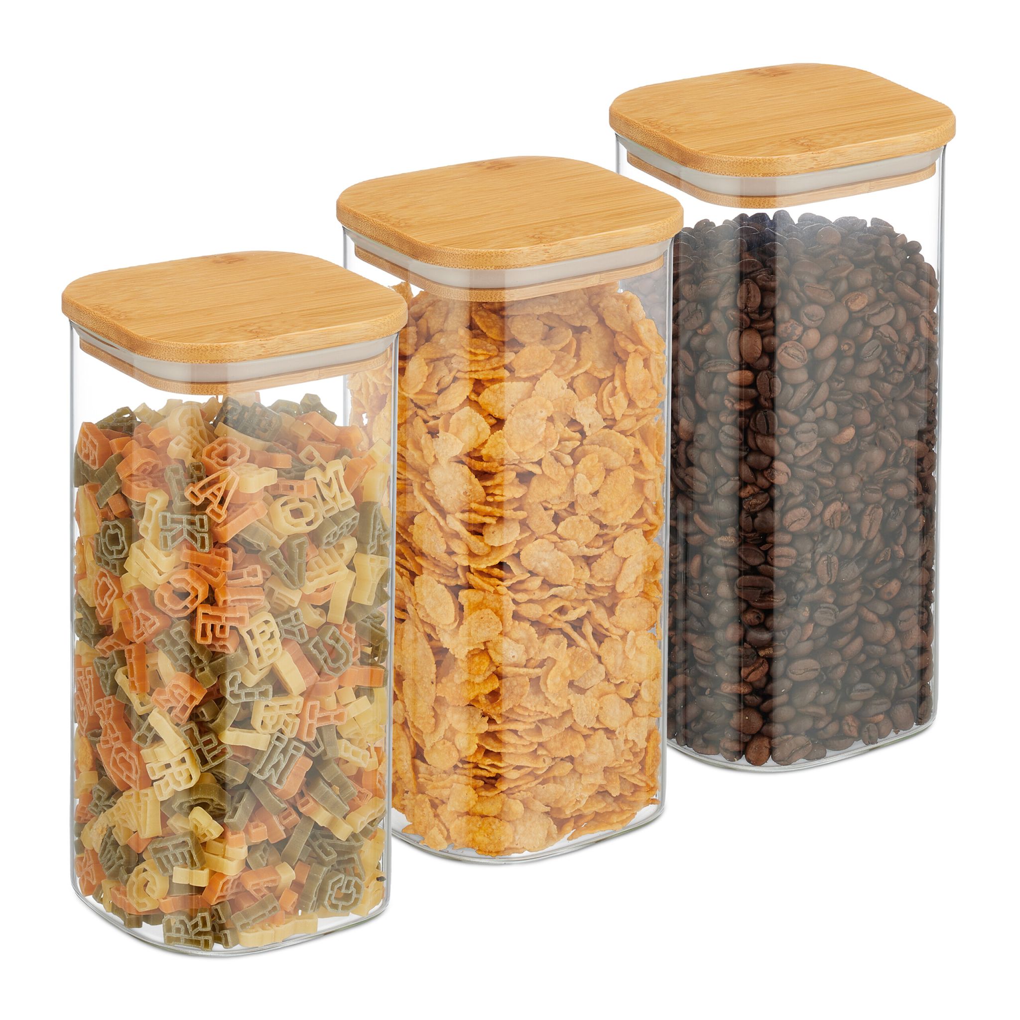 Vorratsgläser mit Deckel 1500ml 3er-Set Hellbraun-Transparent