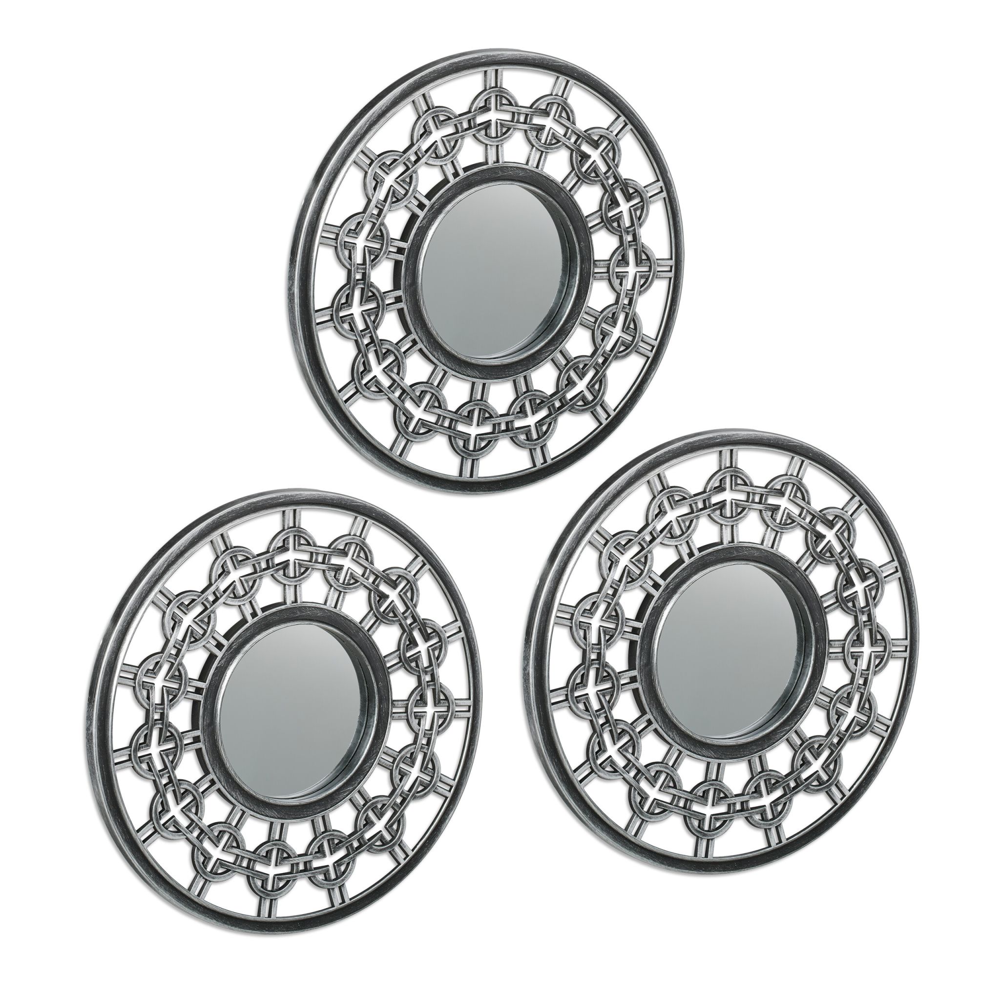 Deko Spiegel 3er-Set Anthrazit-Silber