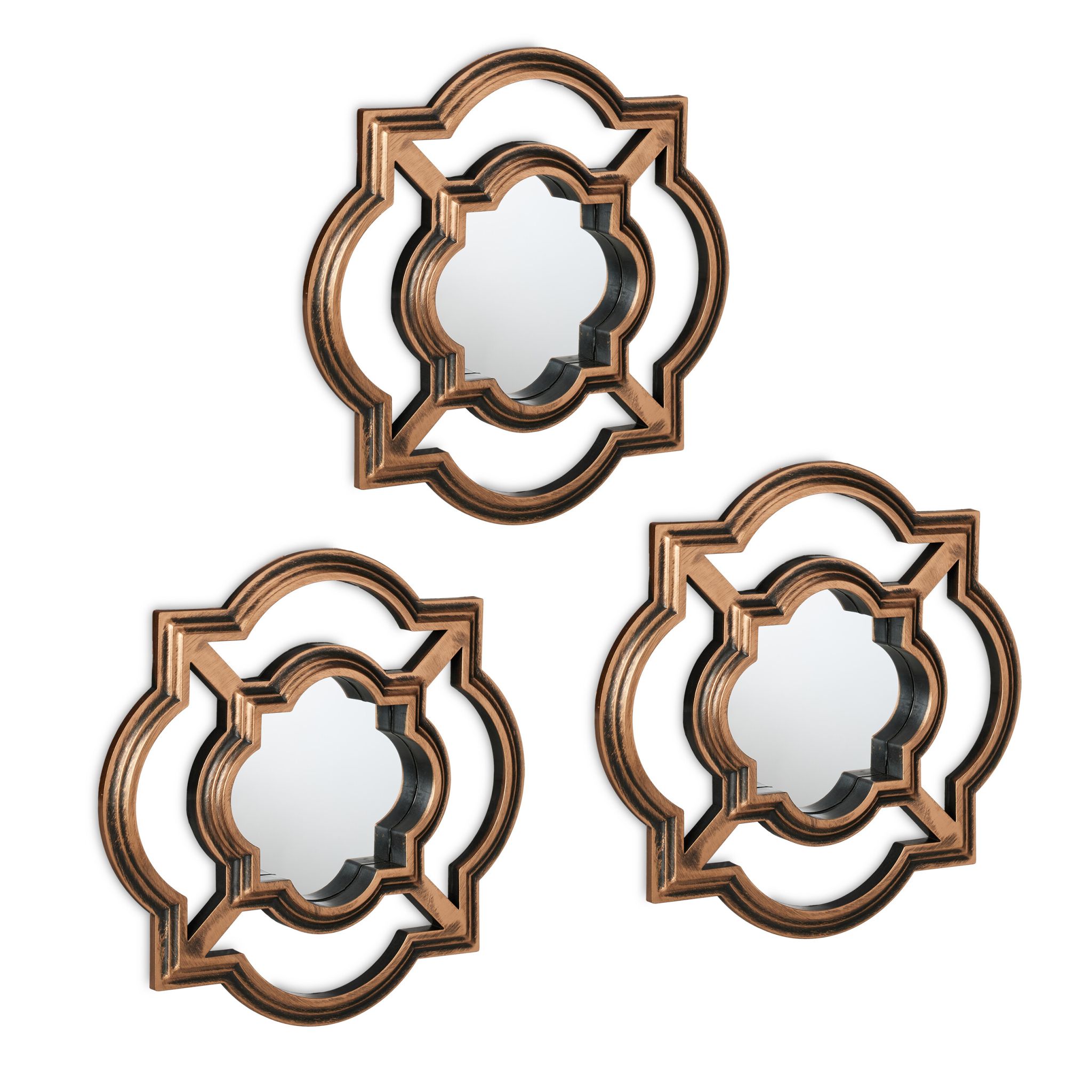 Deko Spiegel 3er-Set Gold-Schwarz