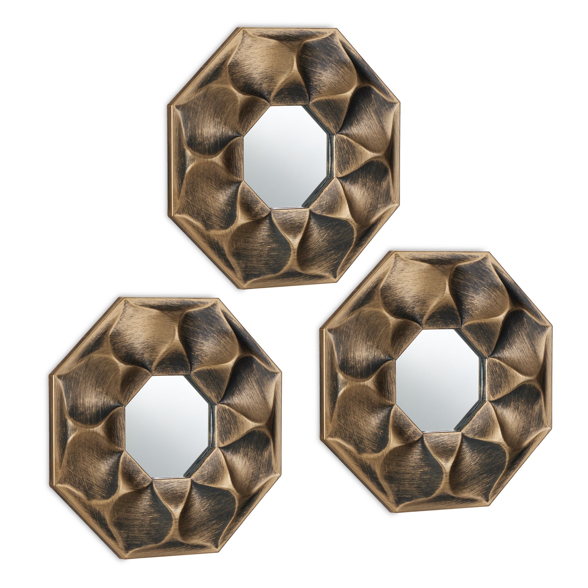 Spiegel 3er-Set Blume Gold-Schwarz