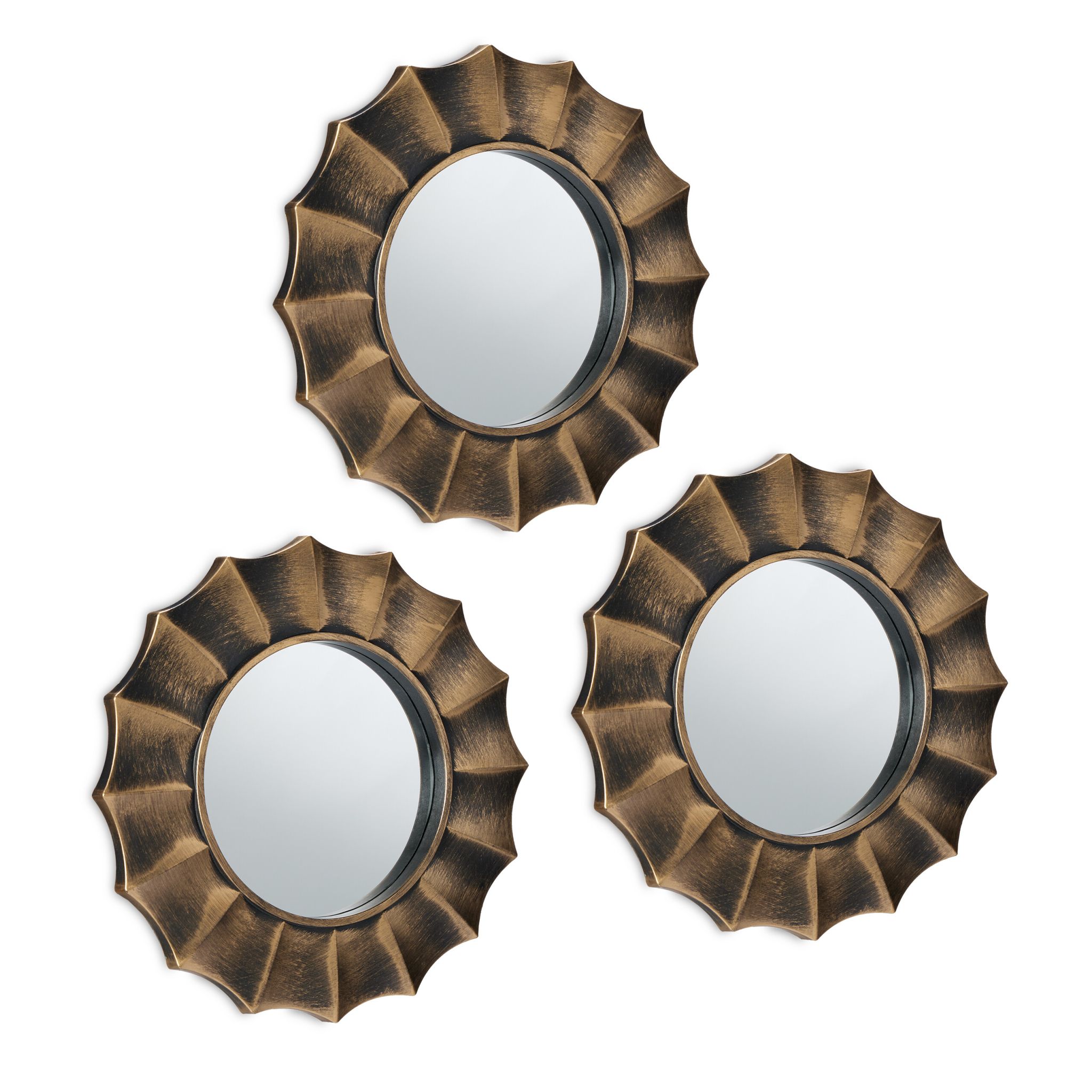 Spiegel 3er-Set Ornament Gold-Schwarz