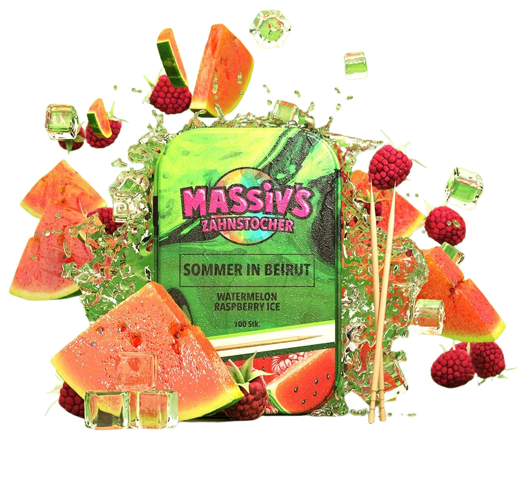 Massiv's Sommer in Beirut Zahnstocher mit Geschmack Watermelon Raspberry Ice in Metalldose