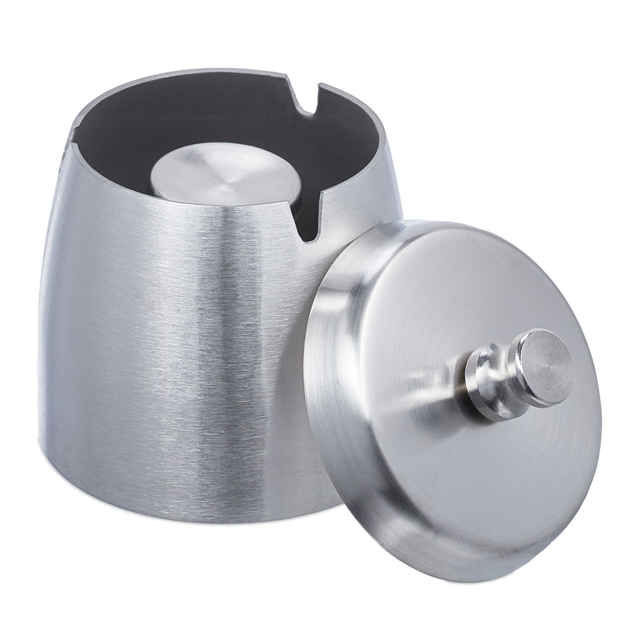 Aschenbecher mit Deckel für draussen Silber