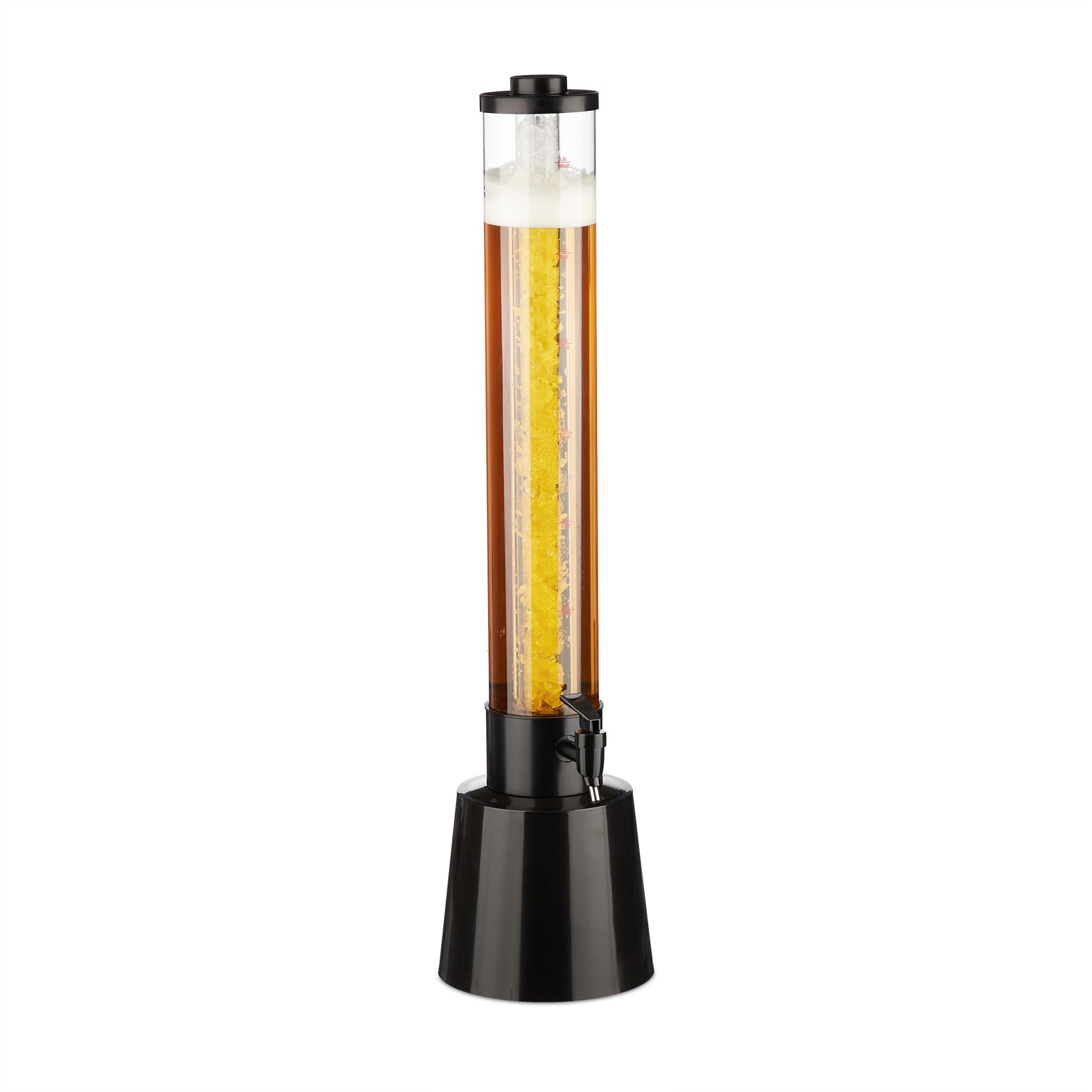 Biersäule mit Zapfhahn 3L Schwarz-Transparent
