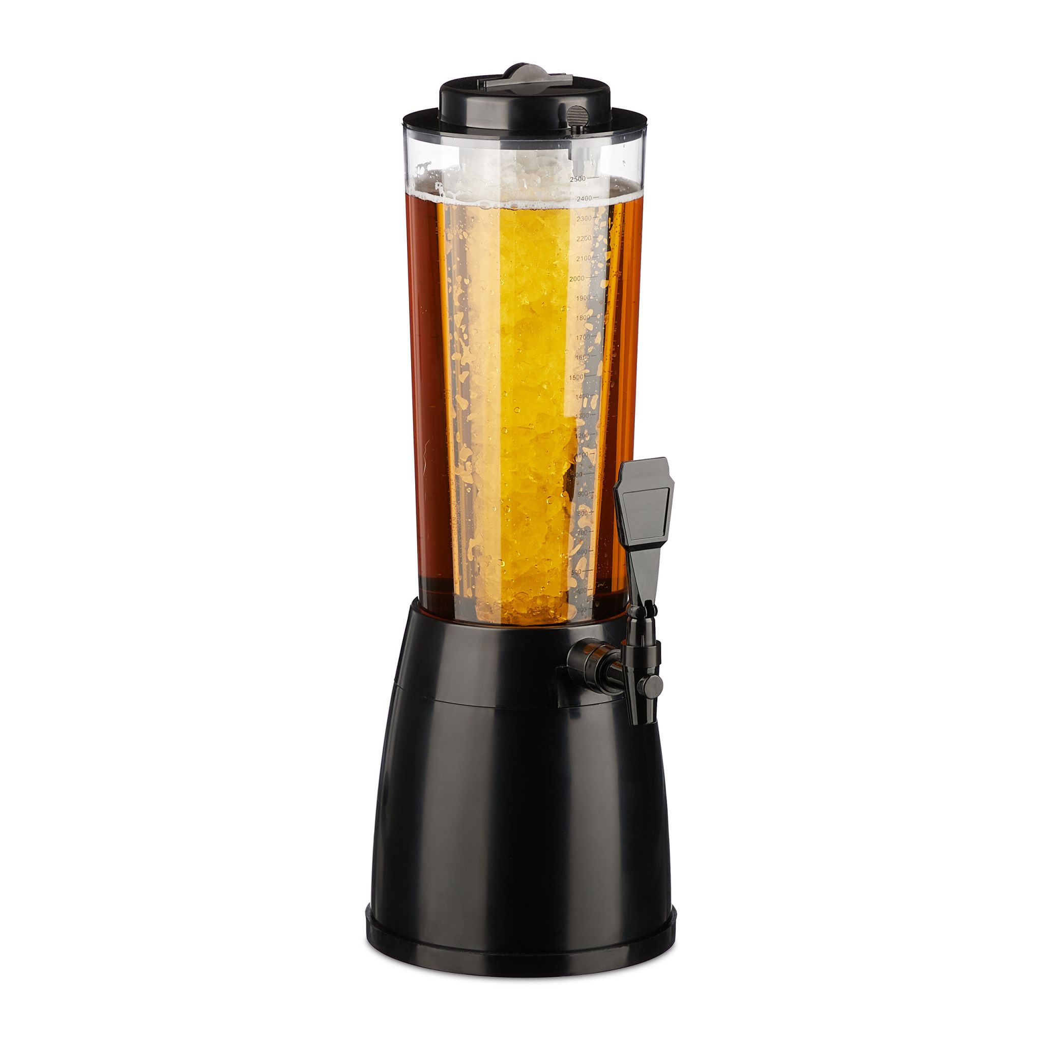 Biersäule mit Zapfhahn 2.5L Schwarz-Transparent