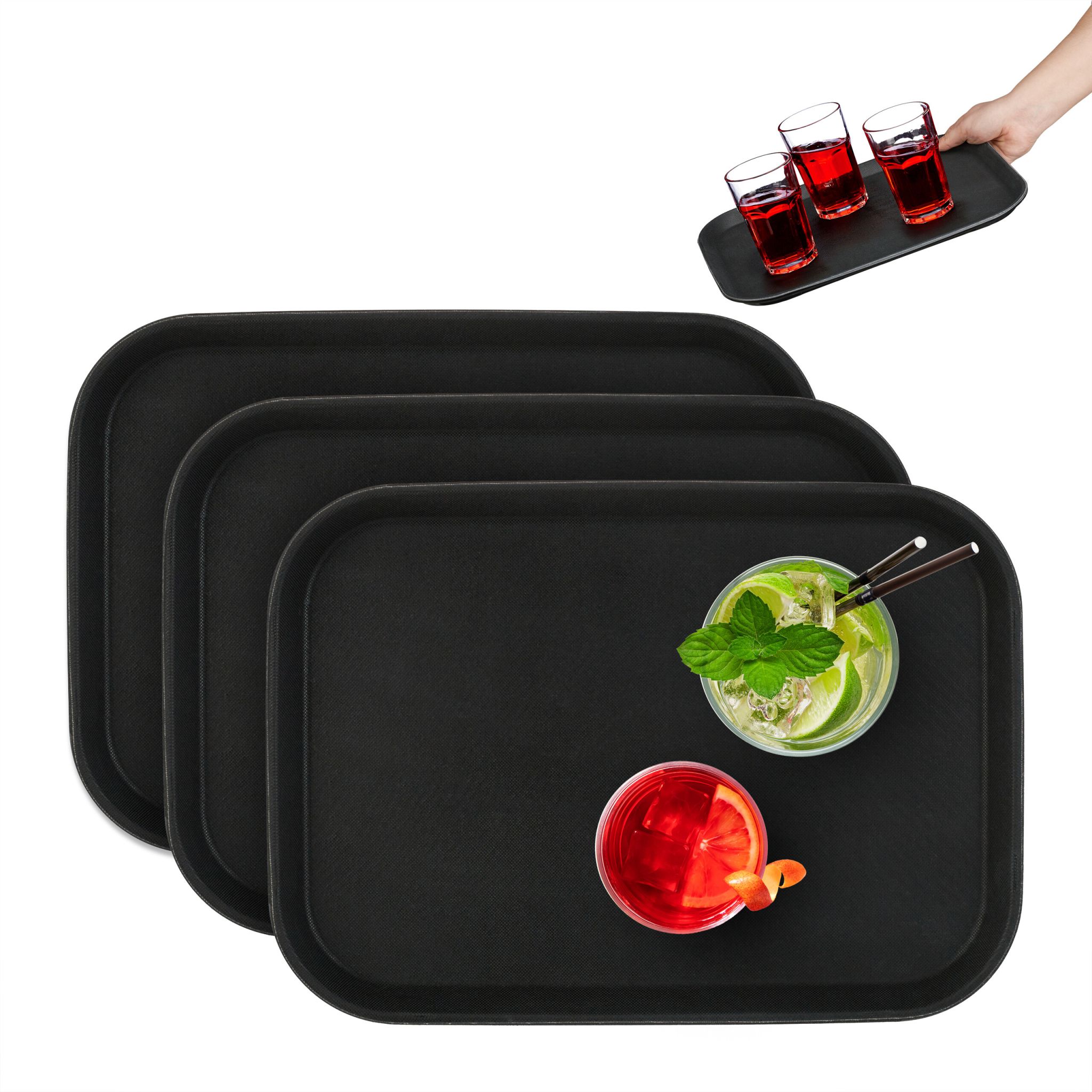 Gastro Serviertablett 3er-Set Schwarz