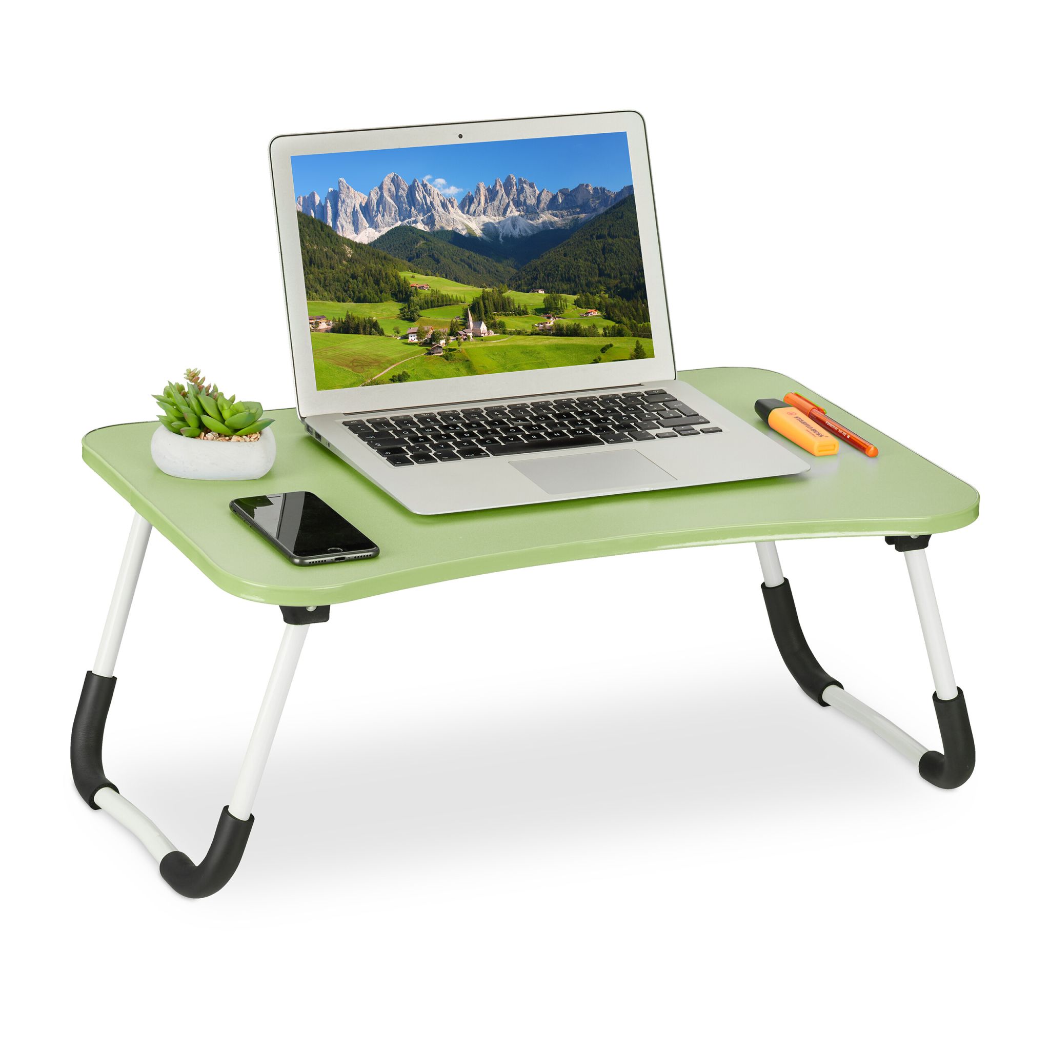 Laptoptisch Weiss-Grün-Schwarz